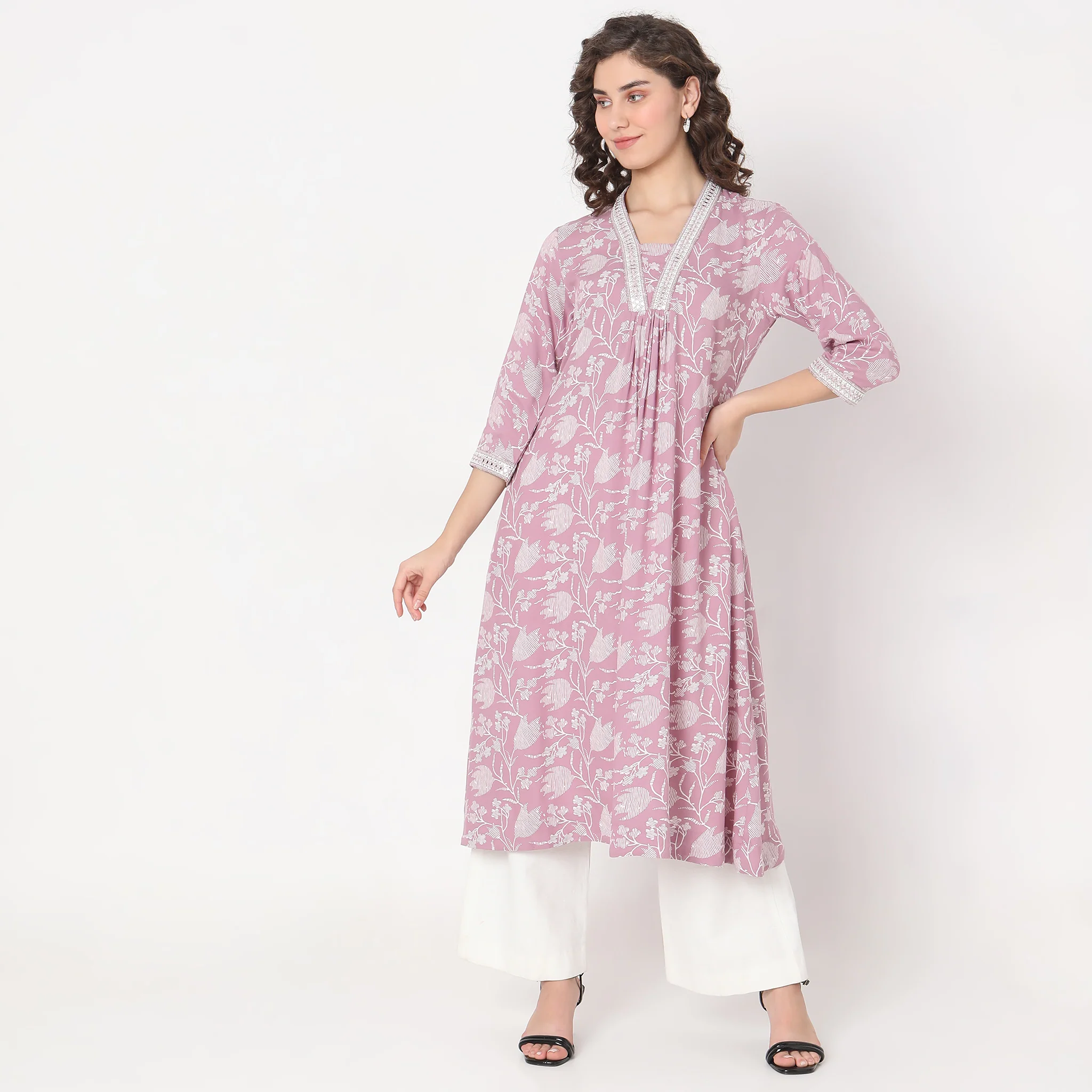 Flare Fit Printed Kurta - Image 7