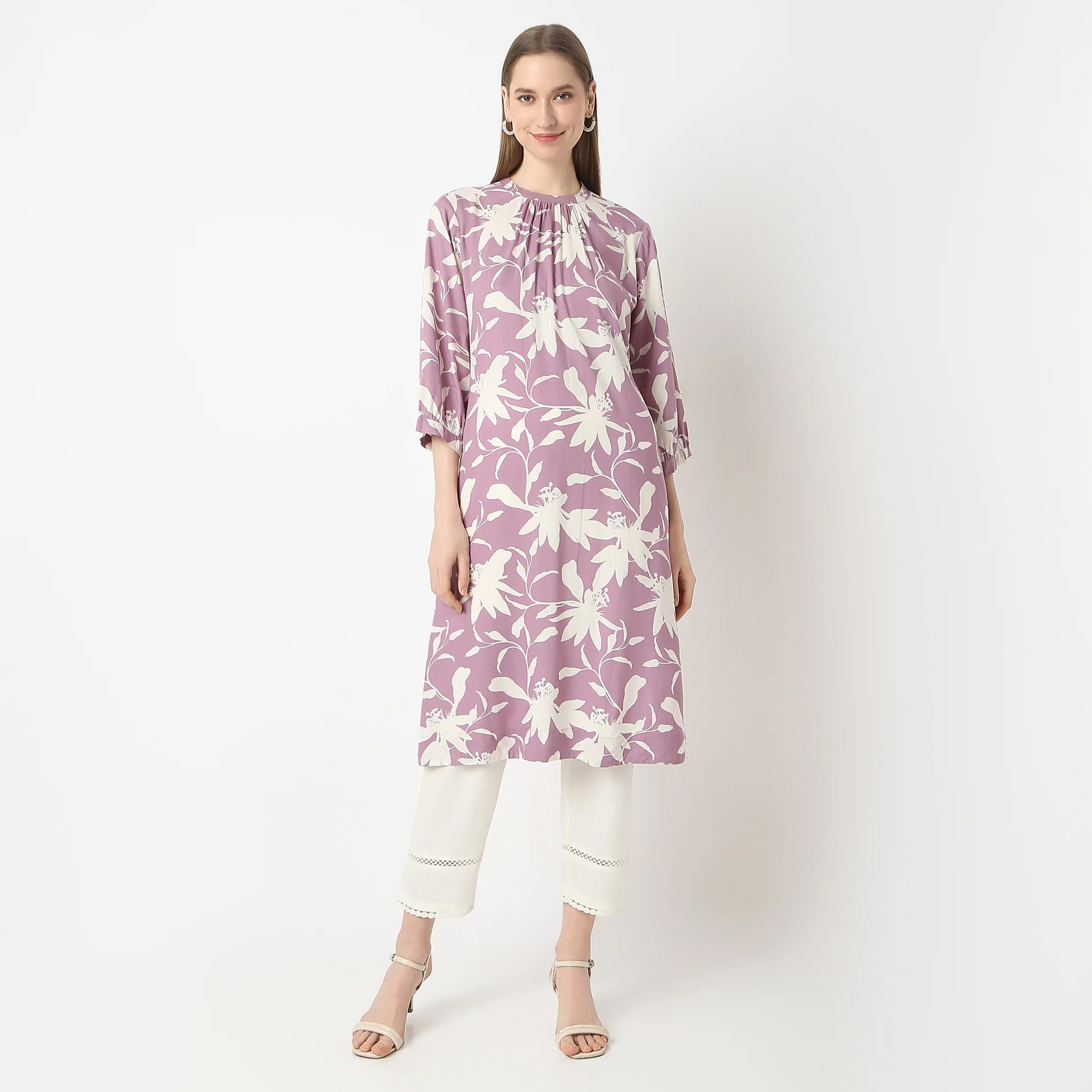 Flare Fit Printed Below Knee Kurta - Image 2