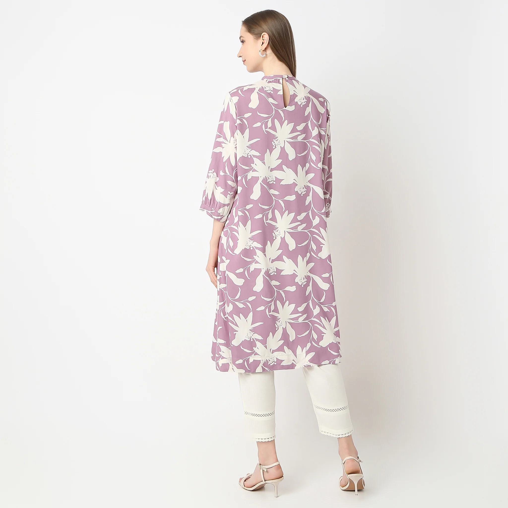 Flare Fit Printed Below Knee Kurta - Image 3