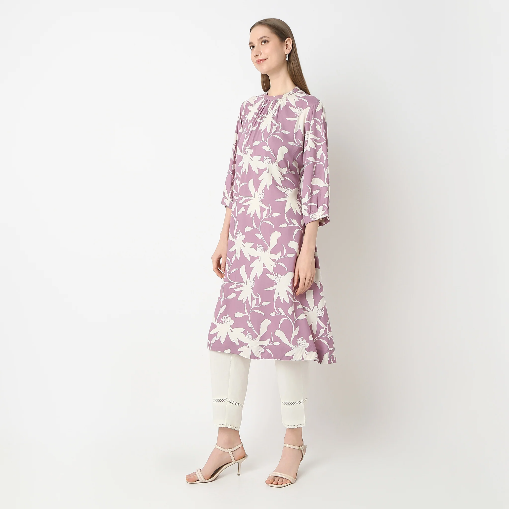 Flare Fit Printed Below Knee Kurta - Image 5