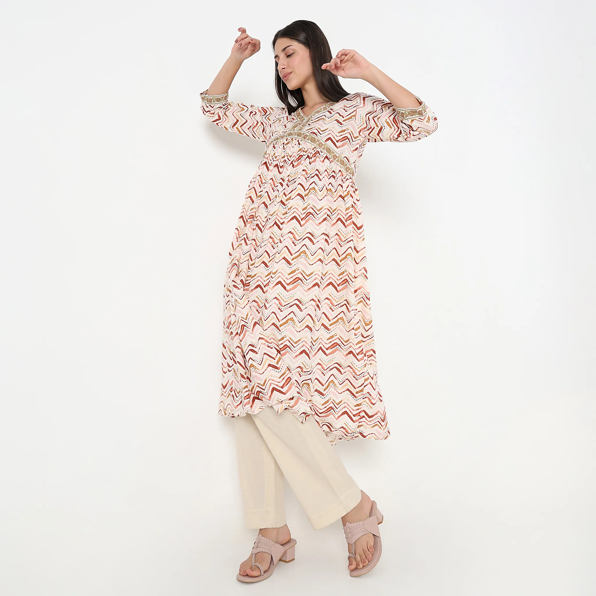 Flare Fit Printed Kurta - Image 6