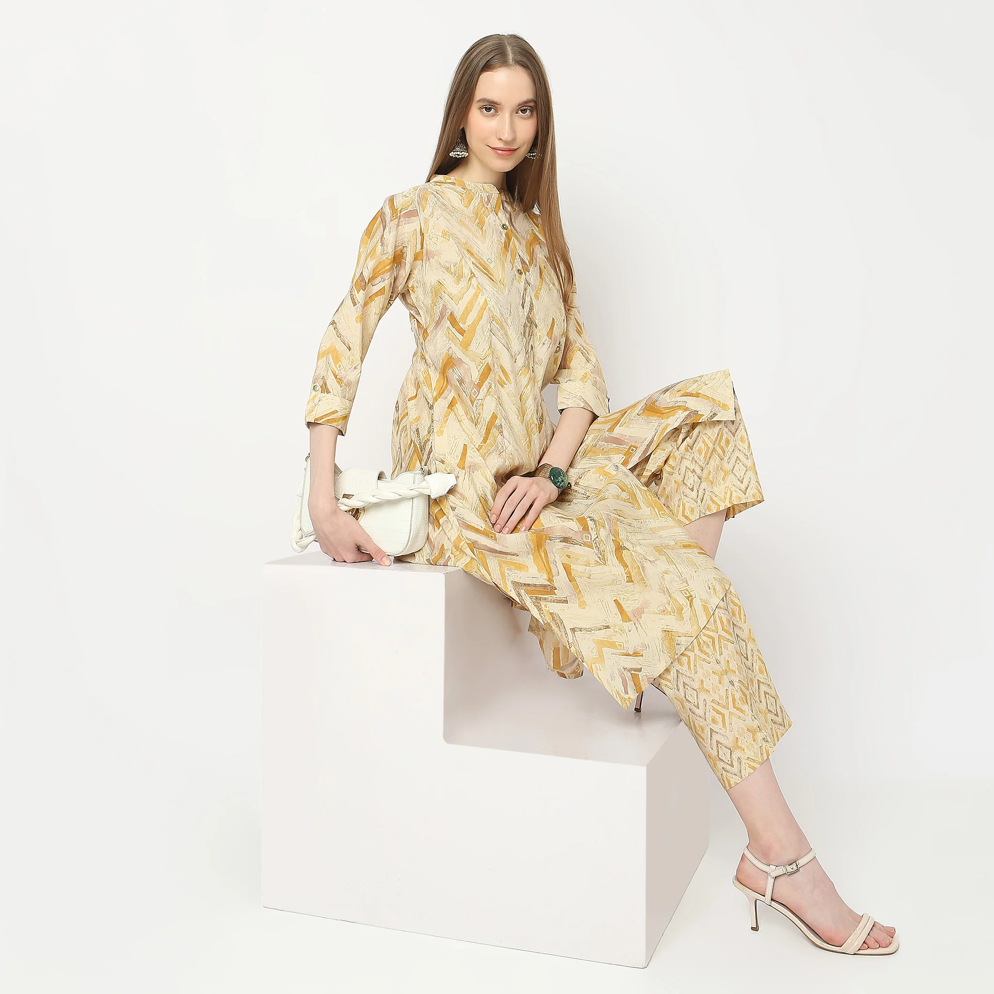 Flare Fit Printed Kurta With Pant Set