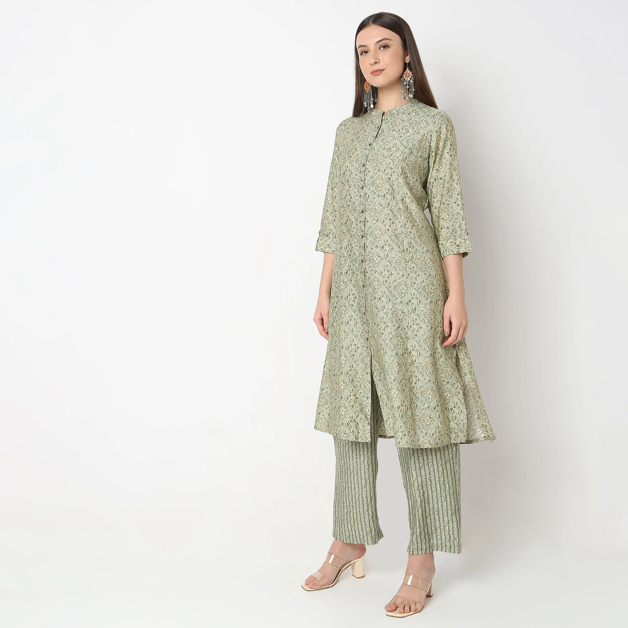 Flare Fit Printed Kurta With Pant Co-Ords - Image 12