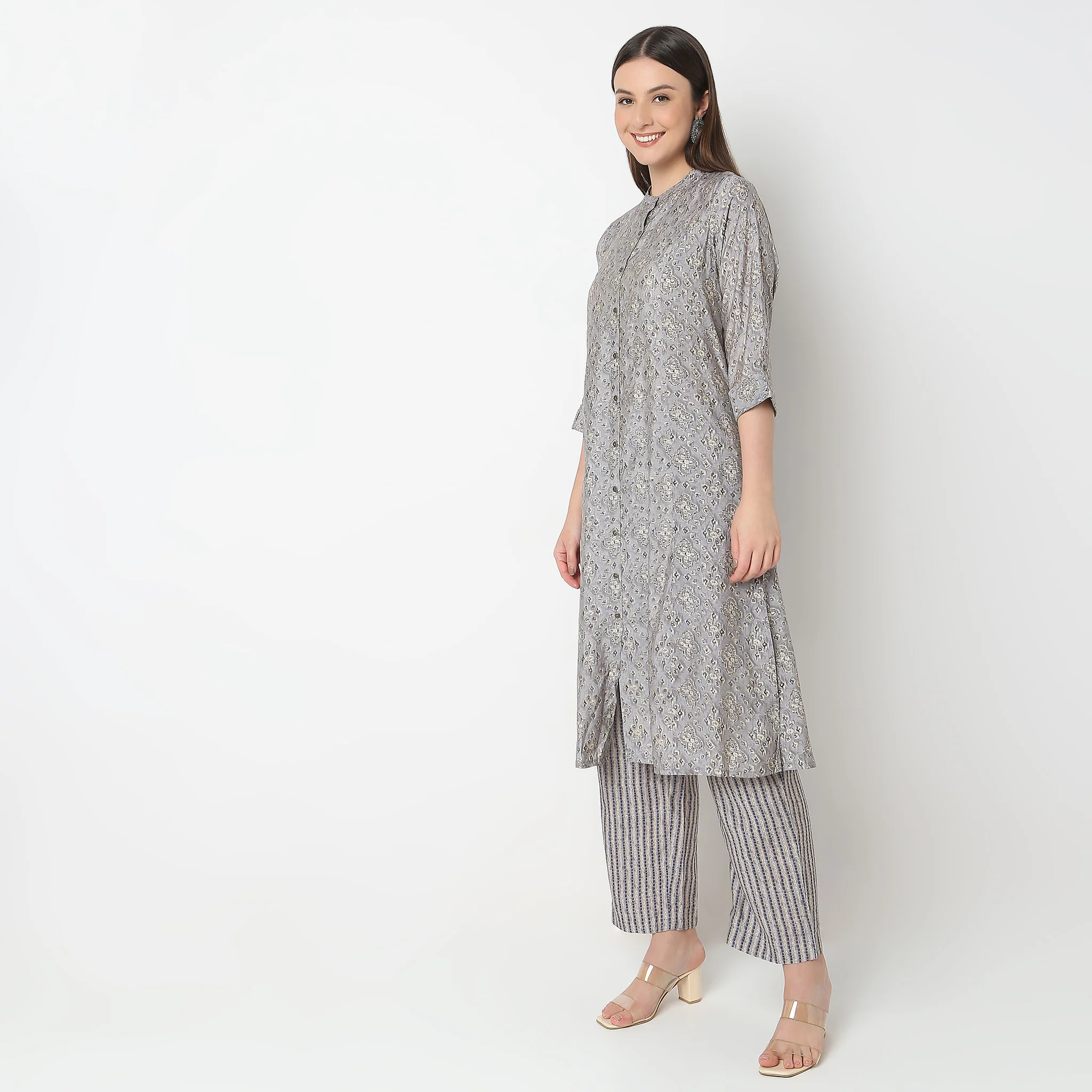 Flare Fit Printed Kurta With Pant Co-Ords - Image 5