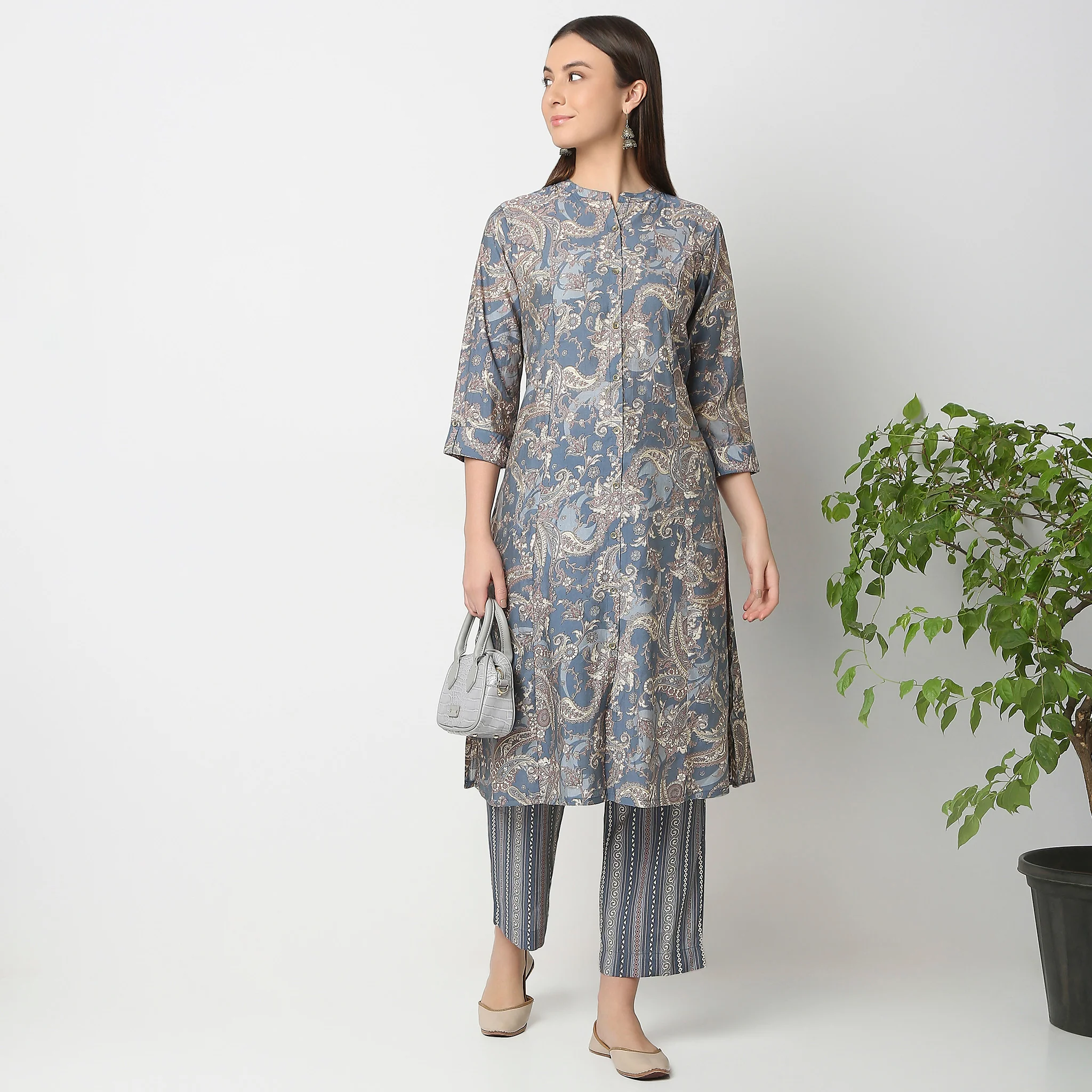 Flare Fit Printed Kurta With Pant Set