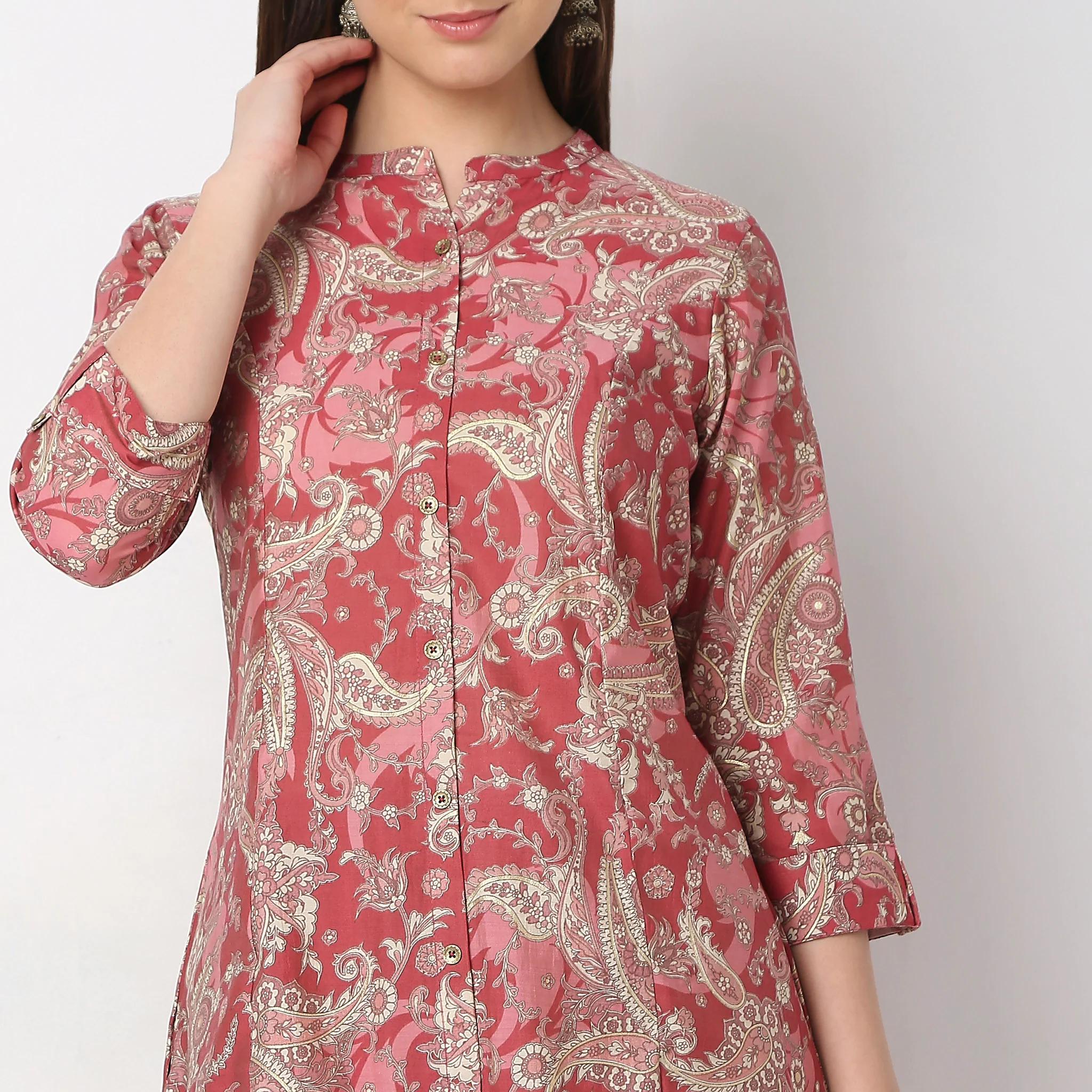 Flare Fit Printed Kurta With Pant Set - Image 11