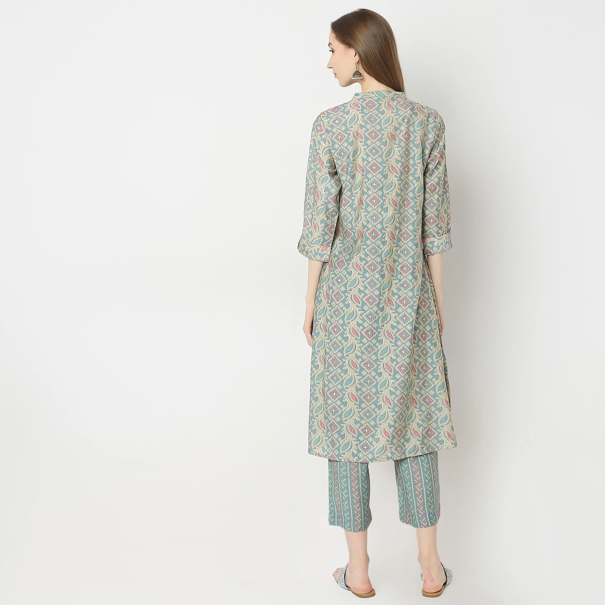 Flare Fit Printed Kurta With Pant Co-Ords - Image 10