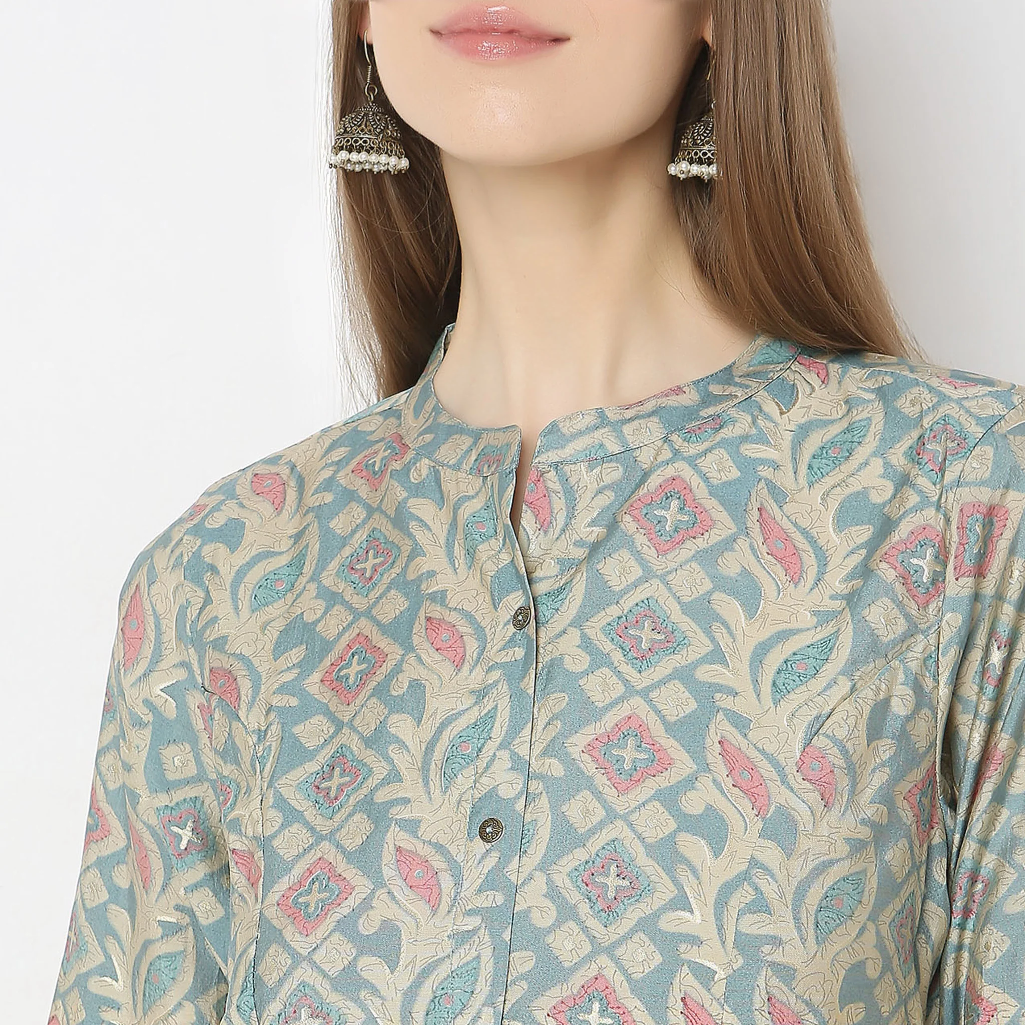 Flare Fit Printed Kurta With Pant Co-Ords - Image 11