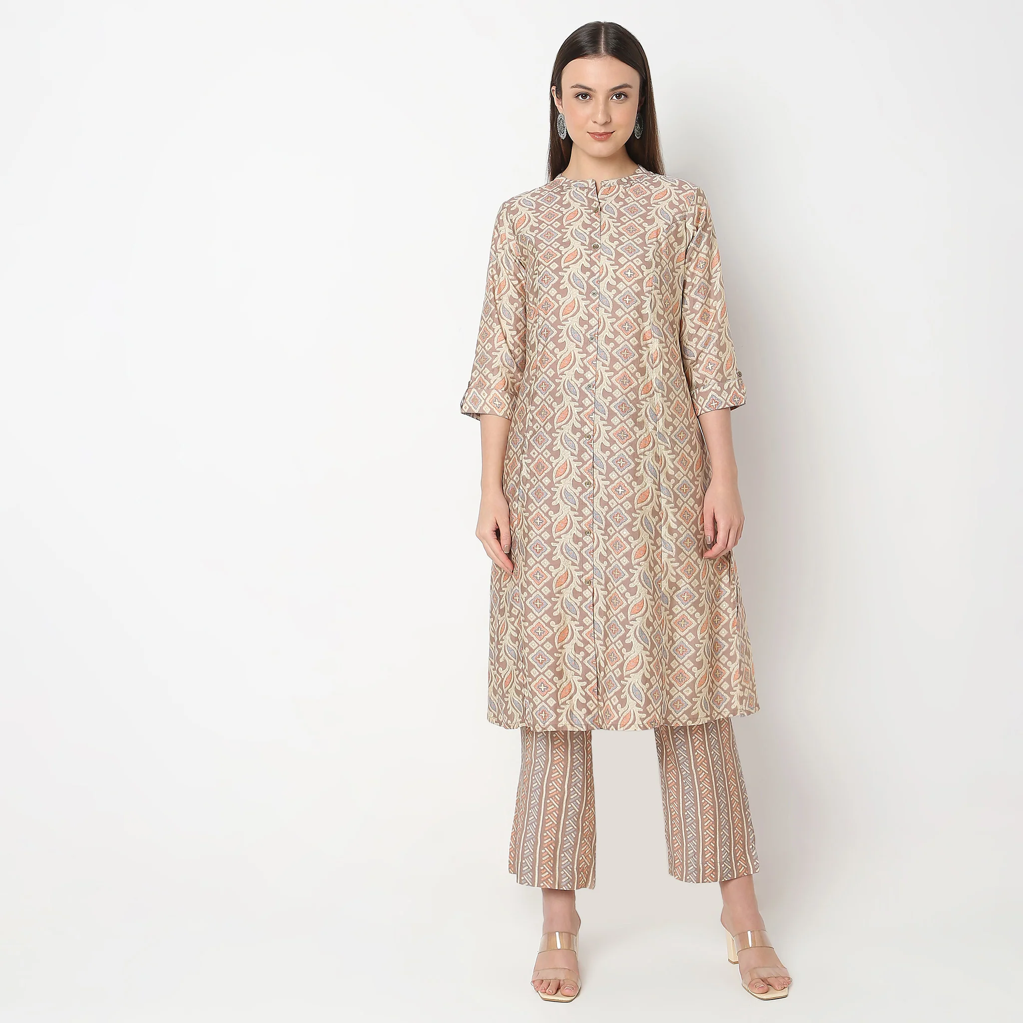 Flare Fit Printed Kurta With Pant Co-Ords - Image 2
