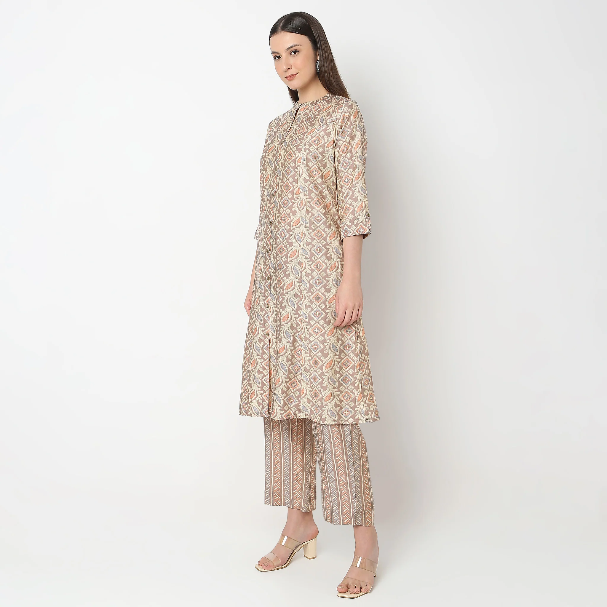 Flare Fit Printed Kurta With Pant Co-Ords - Image 5