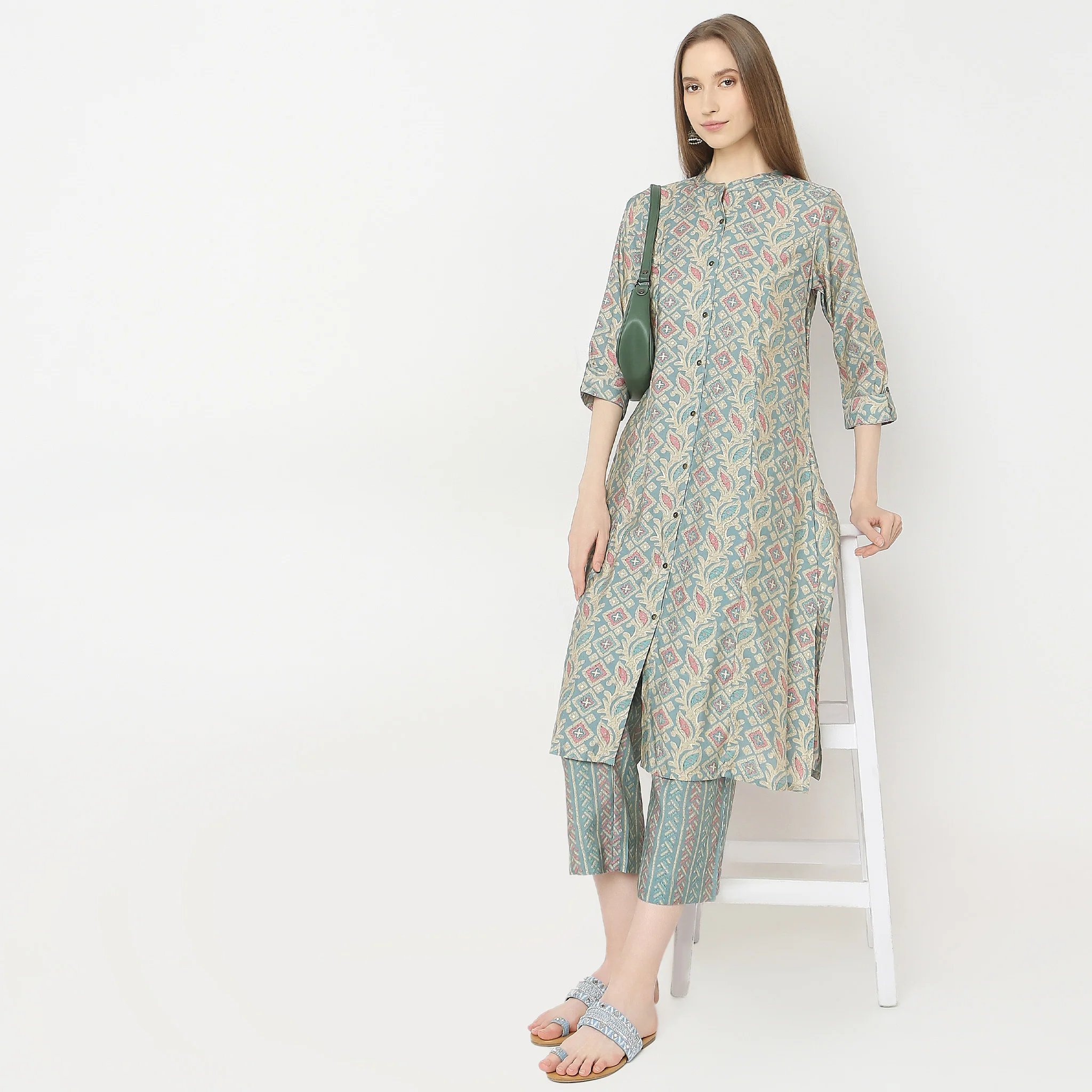 Flare Fit Printed Kurta With Pant Co-Ords - Image 8
