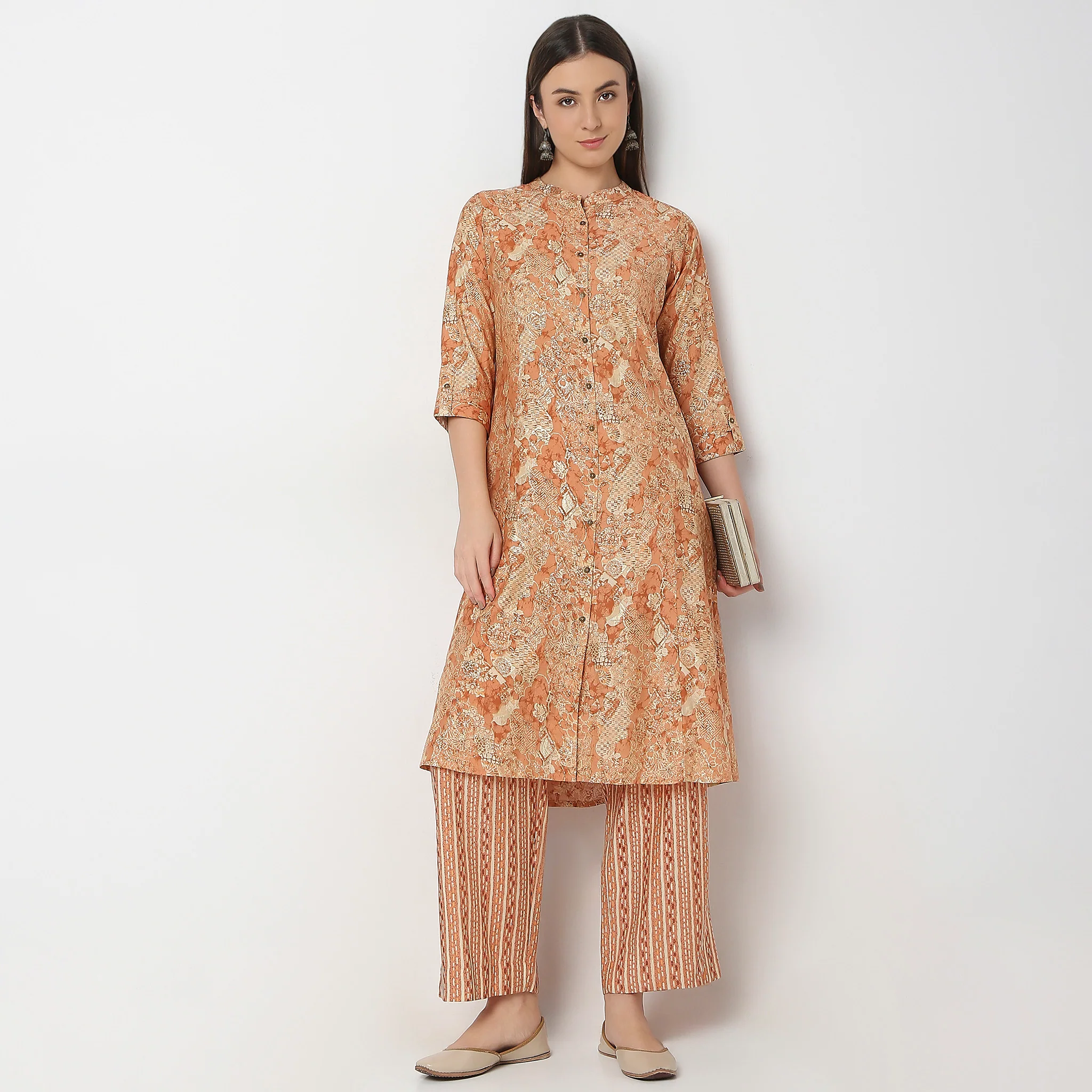 Flare Fit Printed Kurta With Pant Set