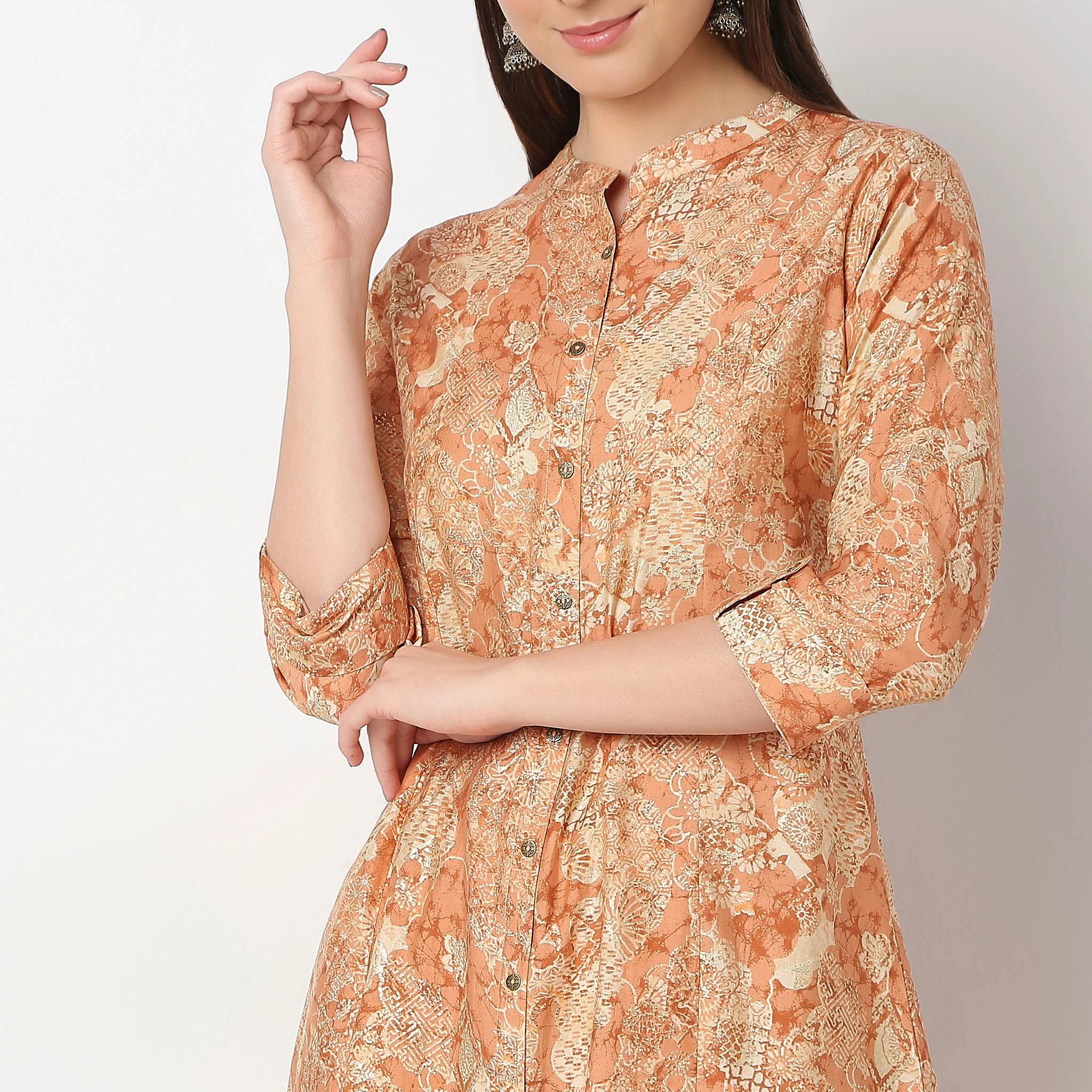 Flare Fit Printed Kurta With Pant Set - Image 4