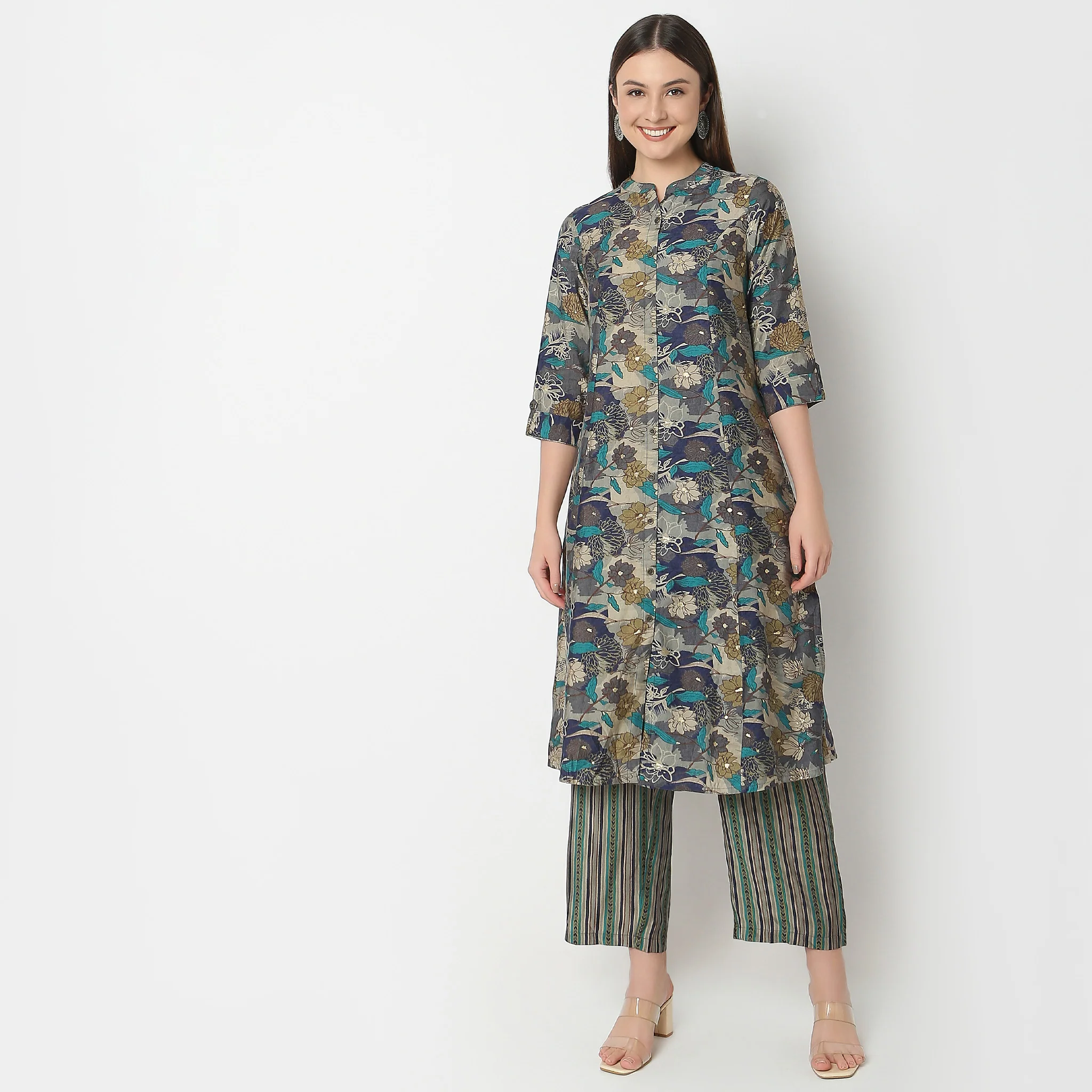 Flare Fit Printed Kurta With Pant Co-Ords - Image 2