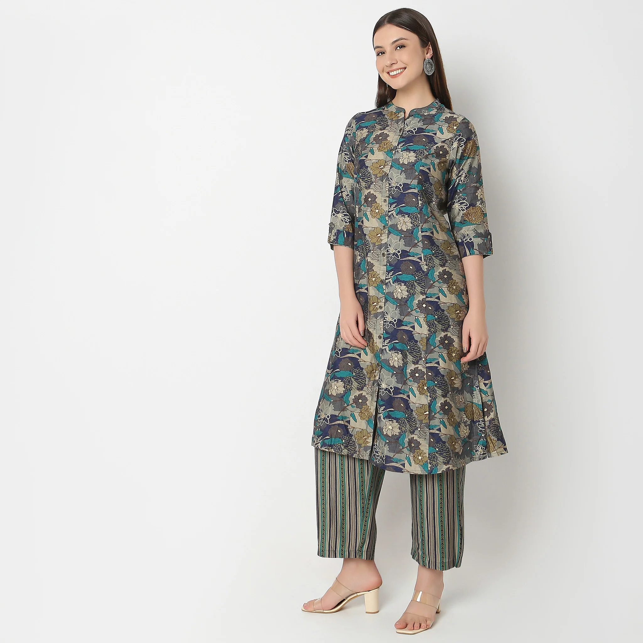 Flare Fit Printed Kurta With Pant Co-Ords - Image 6