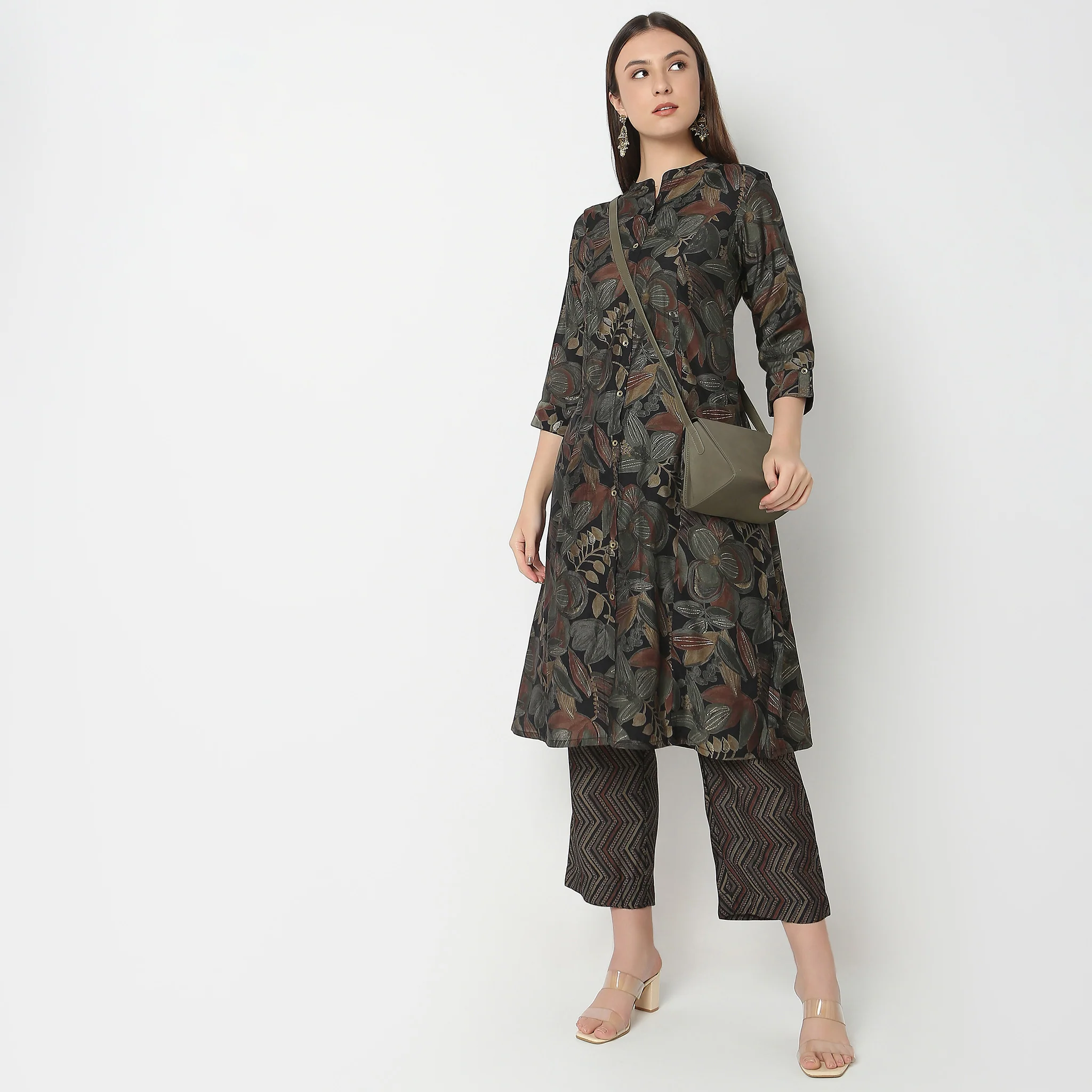 Flare Fit Printed Kurta With Pant Set