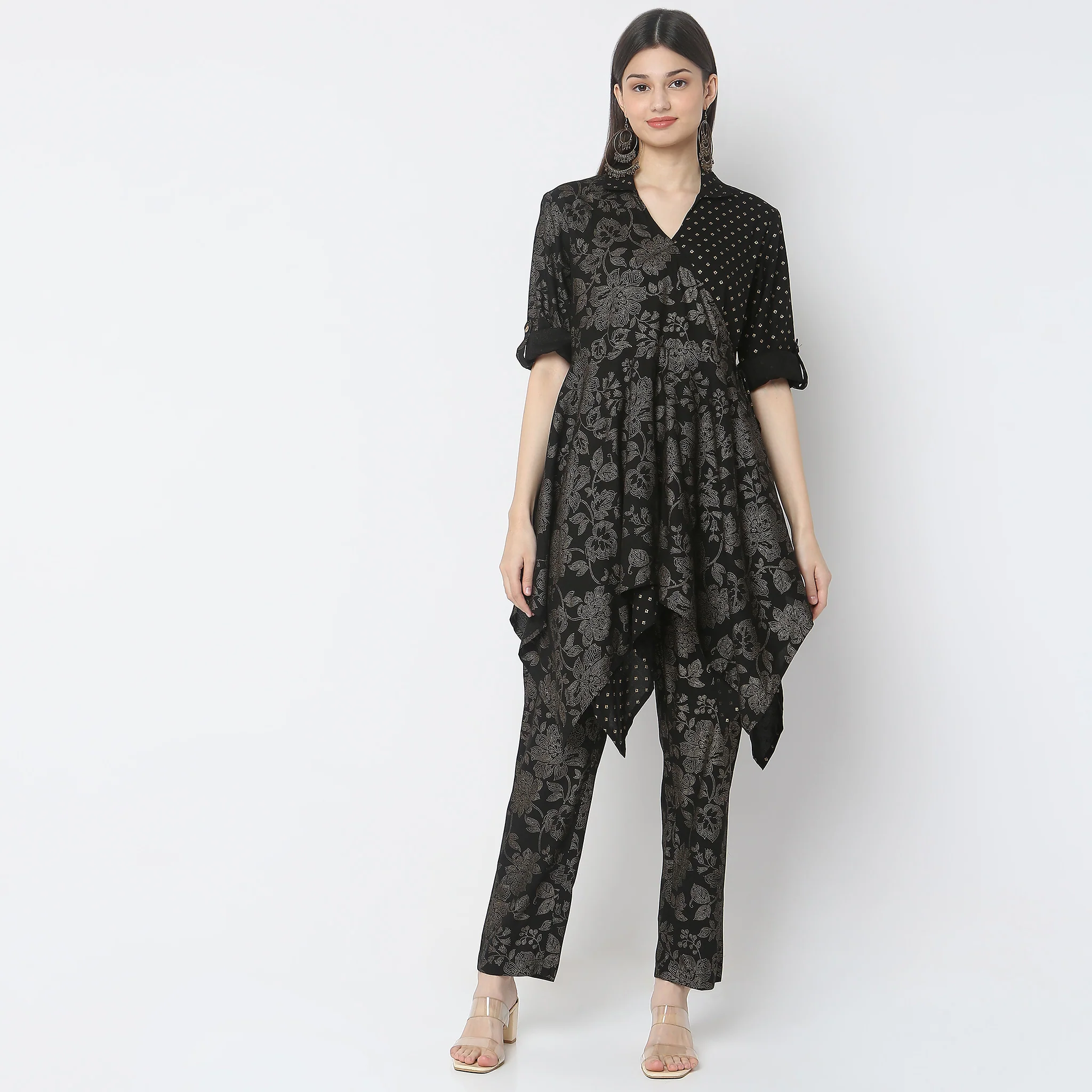 Flare Fit Printed Kurta With Pant Co-Ords - Image 2