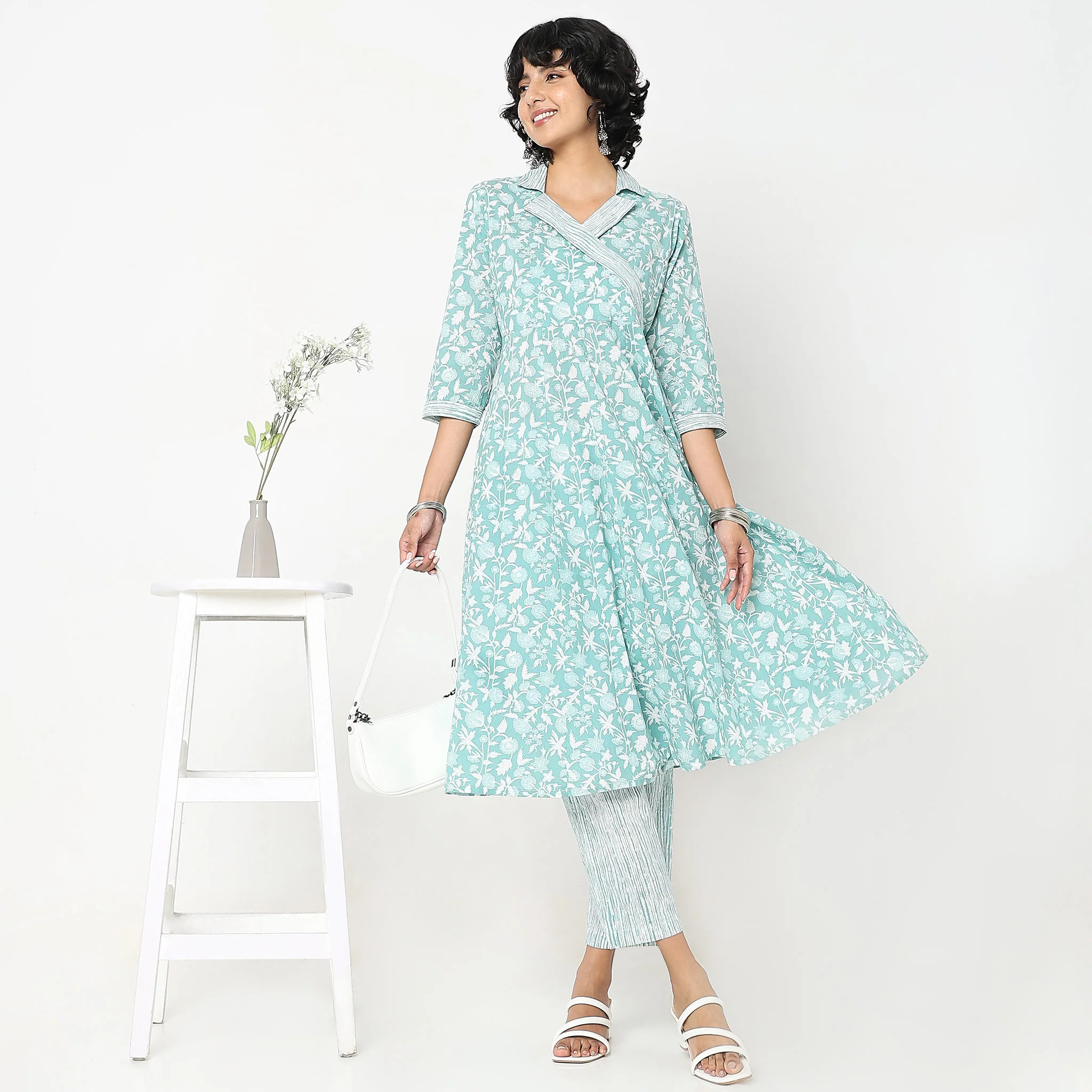 Flare Fit Printed Kurta With Pant Co-Ords