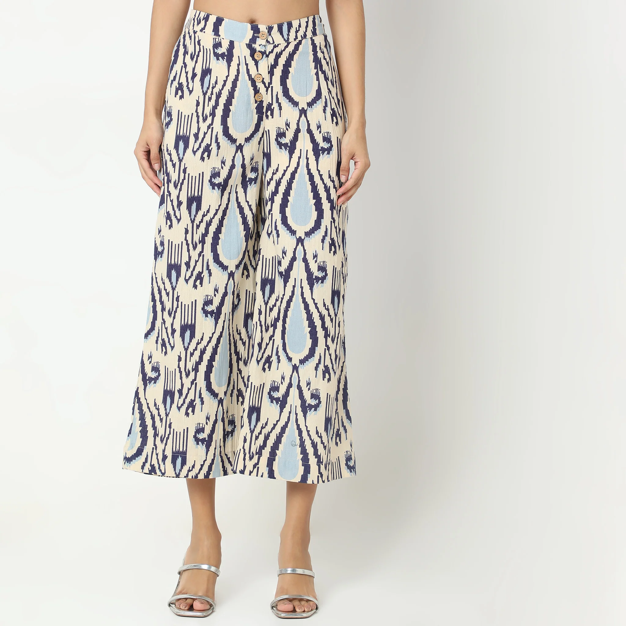 Flare Fit Printed Mid Rise Culottes - Image 2