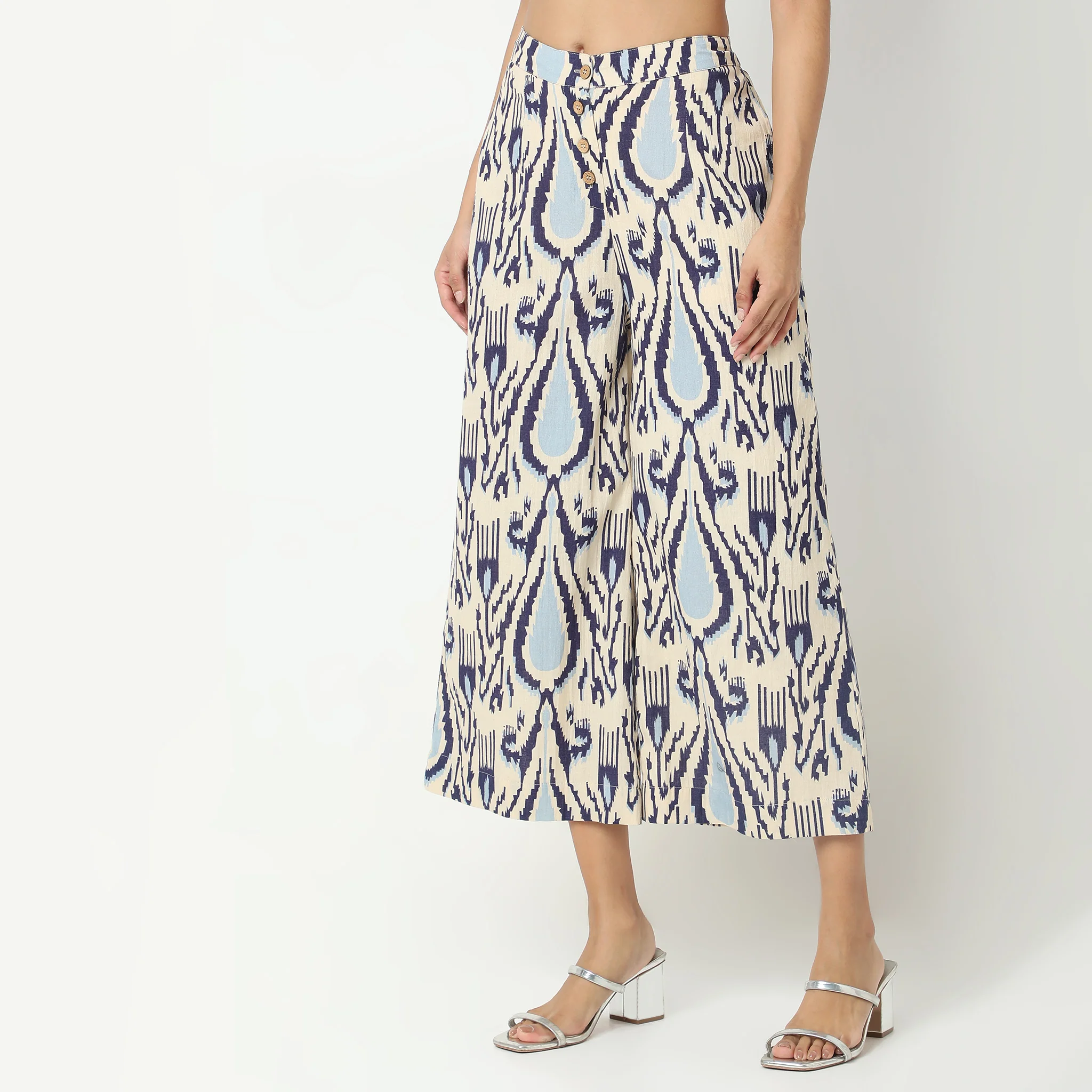 Flare Fit Printed Mid Rise Culottes - Image 5