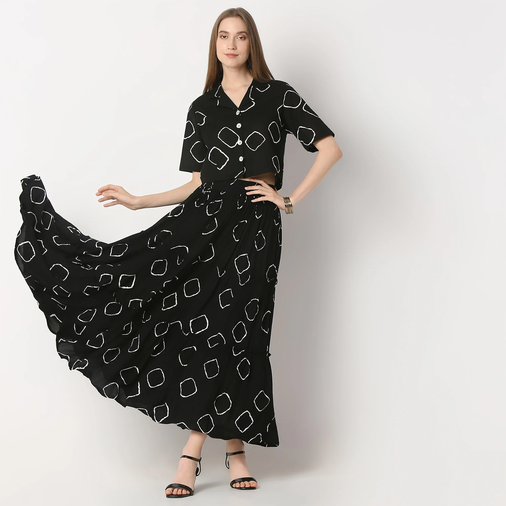 Printed Tiered Skirt