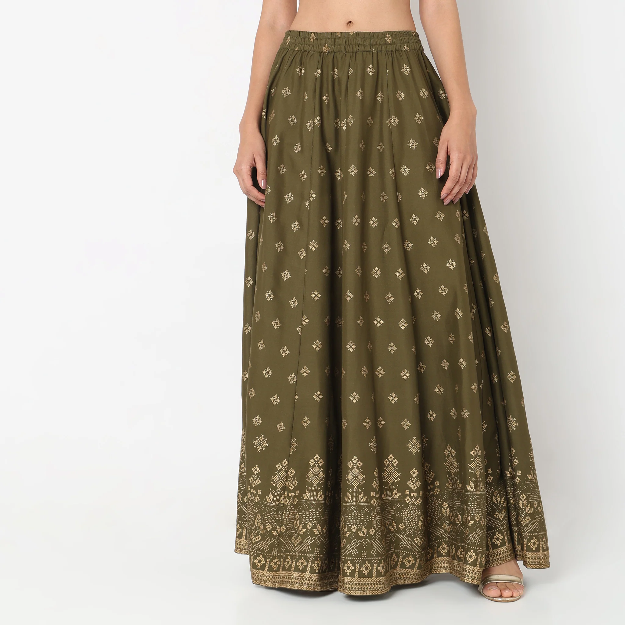 Flare Fit Printed Mid Rise Skirt - Image 7