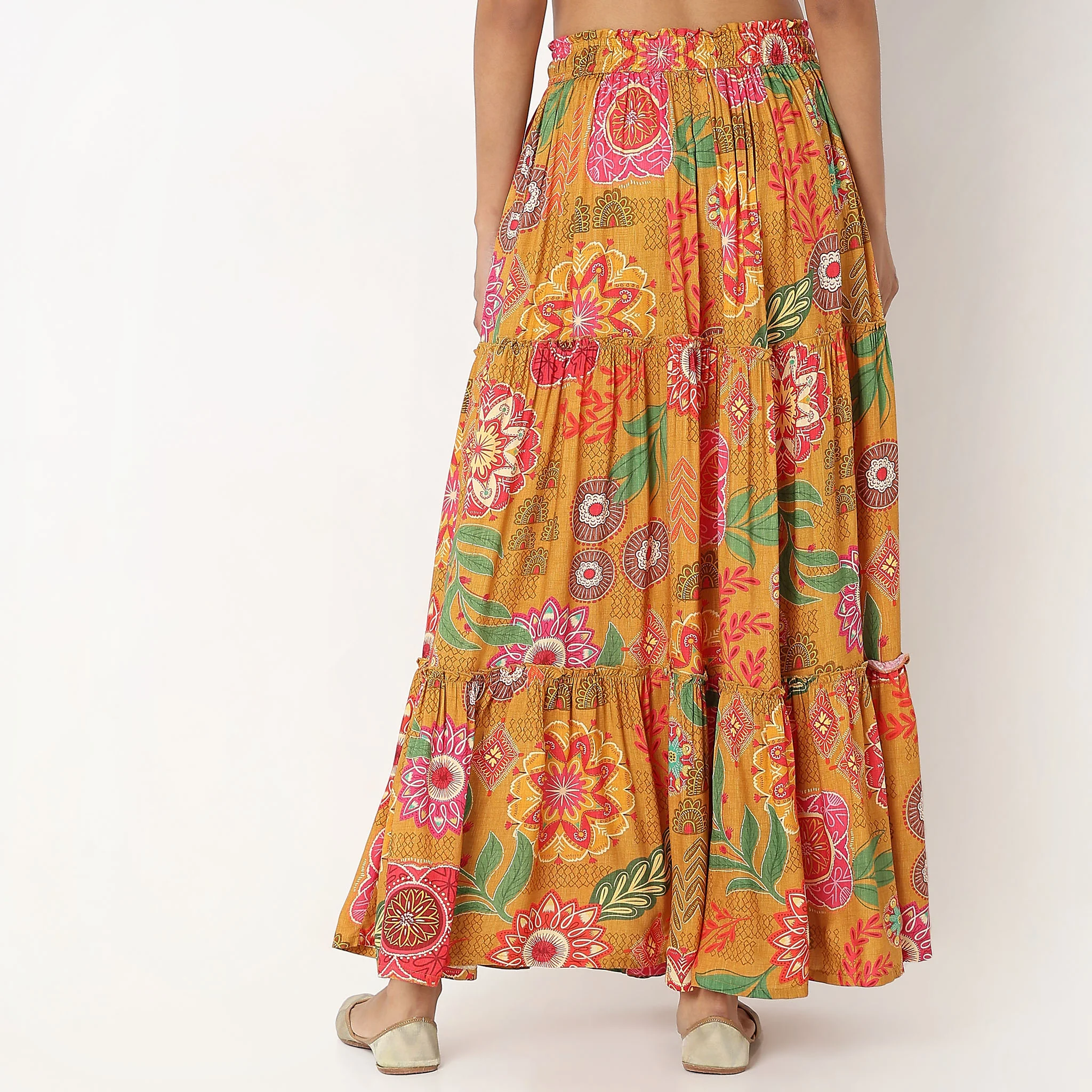 Flare Fit Printed Mid Rise Skirt - Image 3