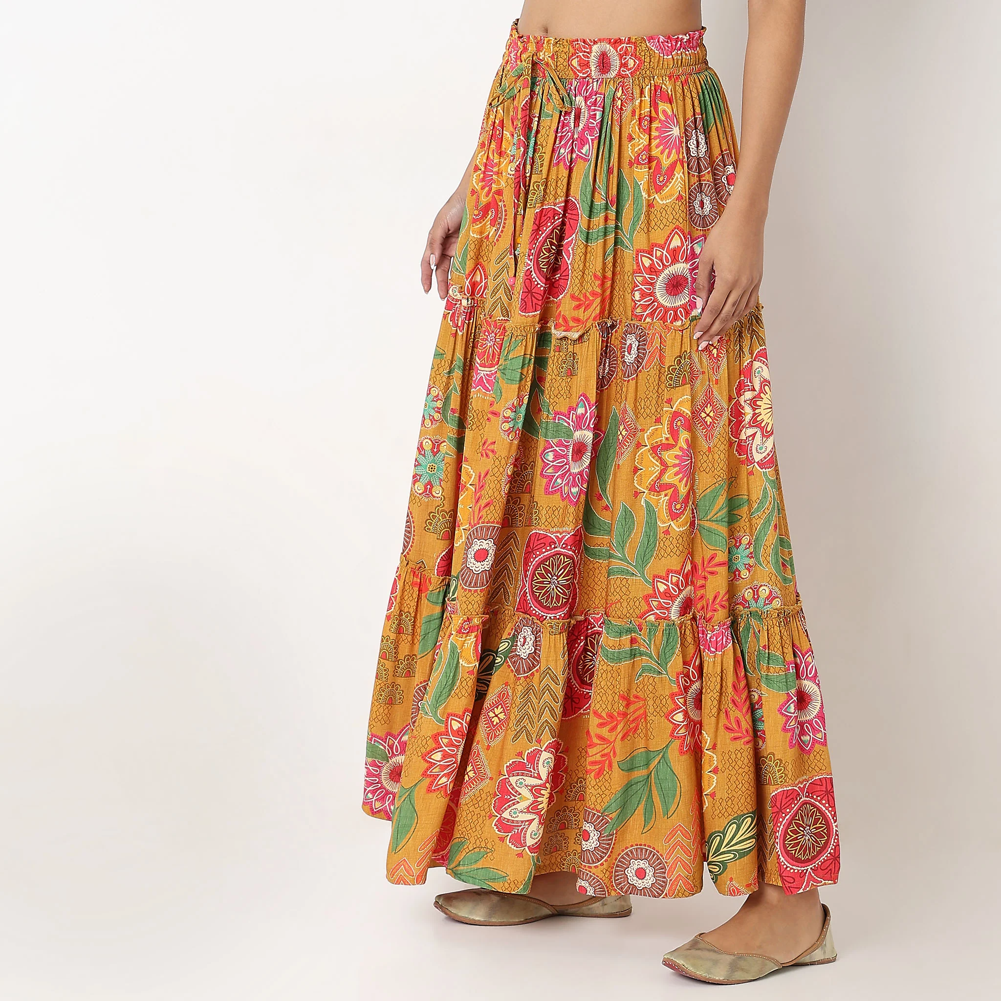 Flare Fit Printed Mid Rise Skirt - Image 5