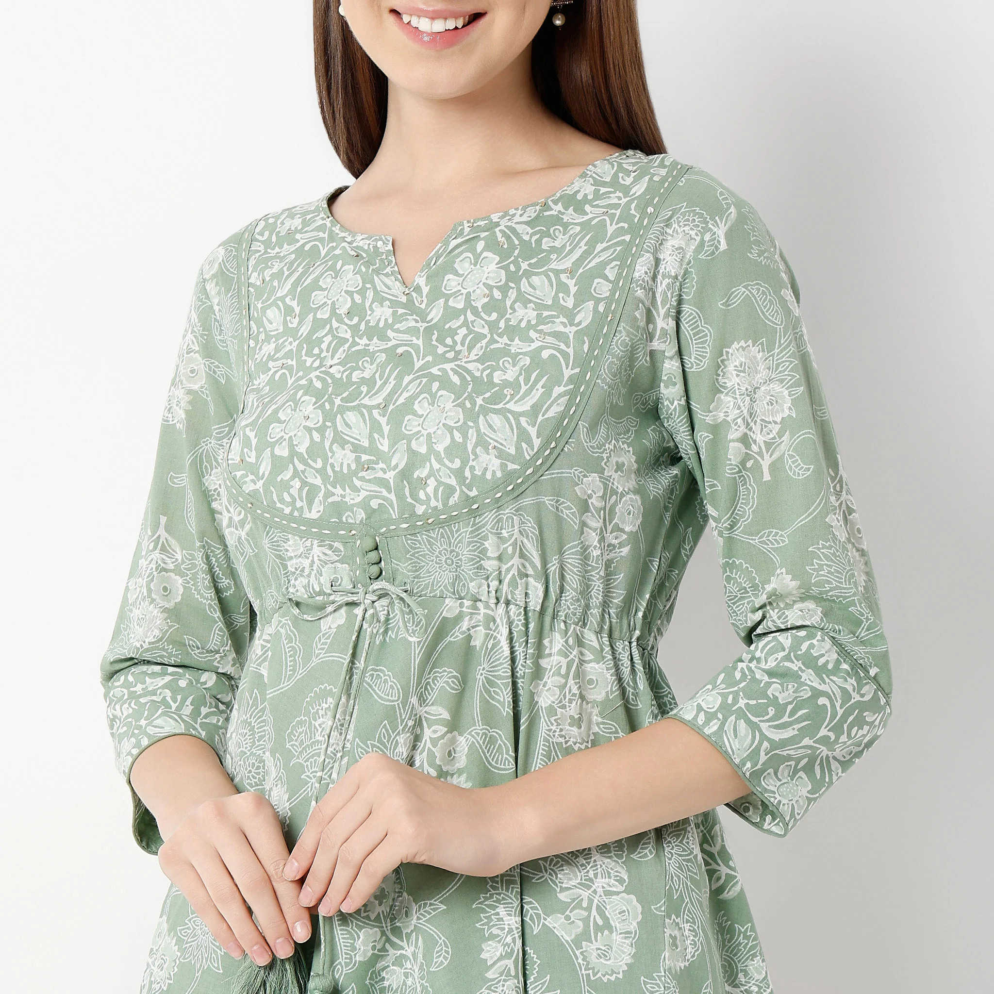 Flare Fit Printed Kurta Set - Image 4