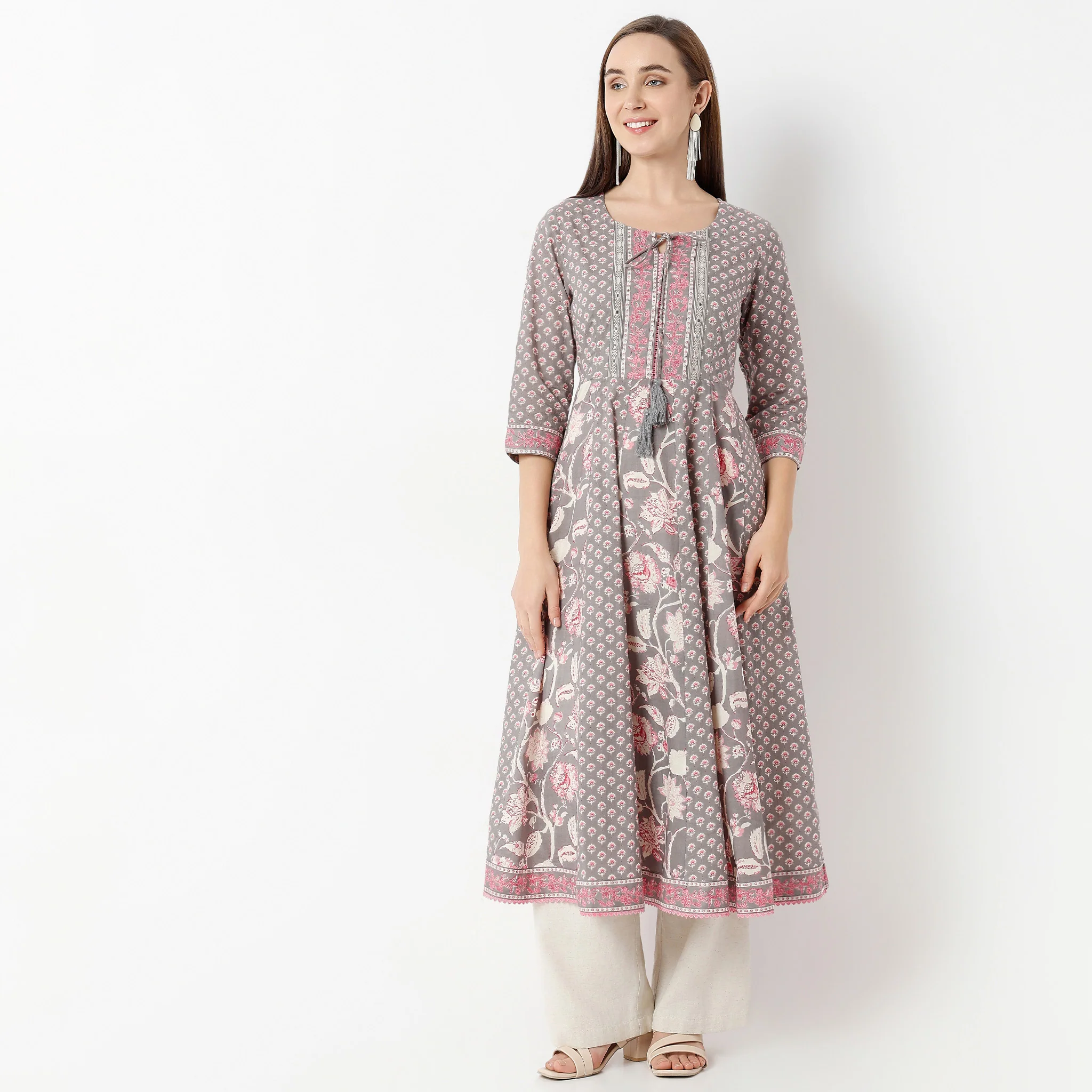 Flare Fit Below Knee Printed Kurta - Image 2