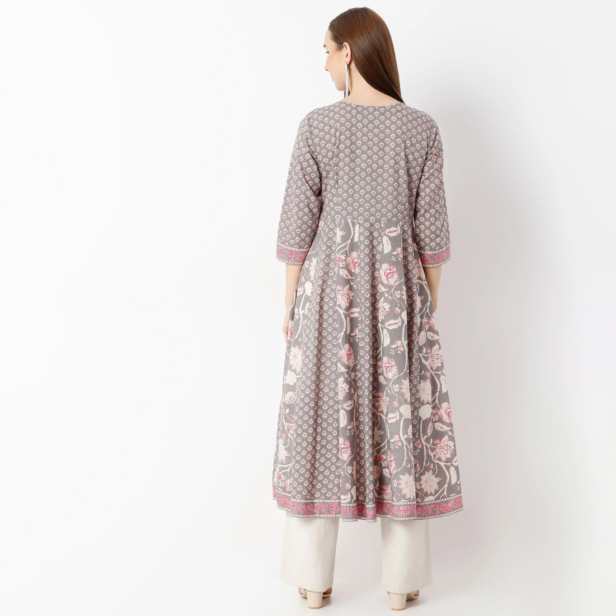 Flare Fit Below Knee Printed Kurta - Image 3
