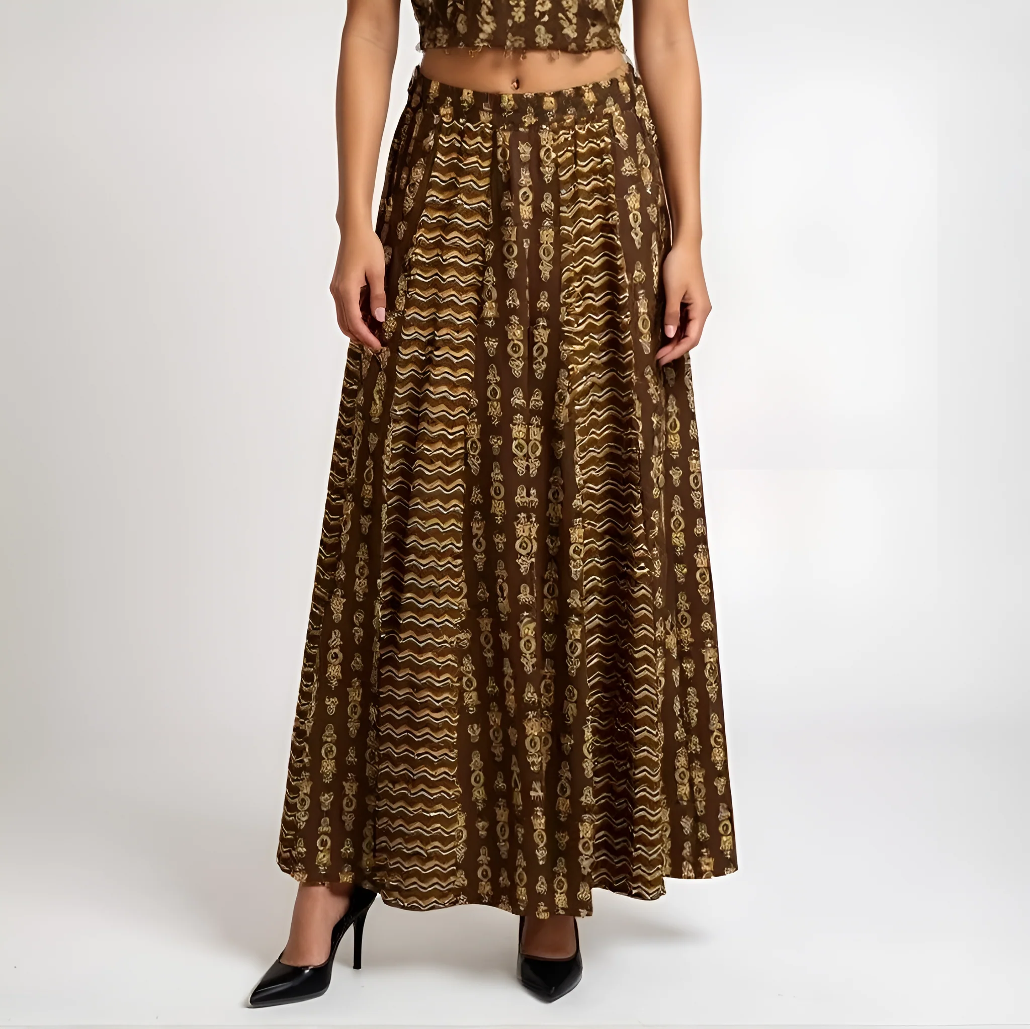 Printed Below Knee Flared Skirt - Image 2