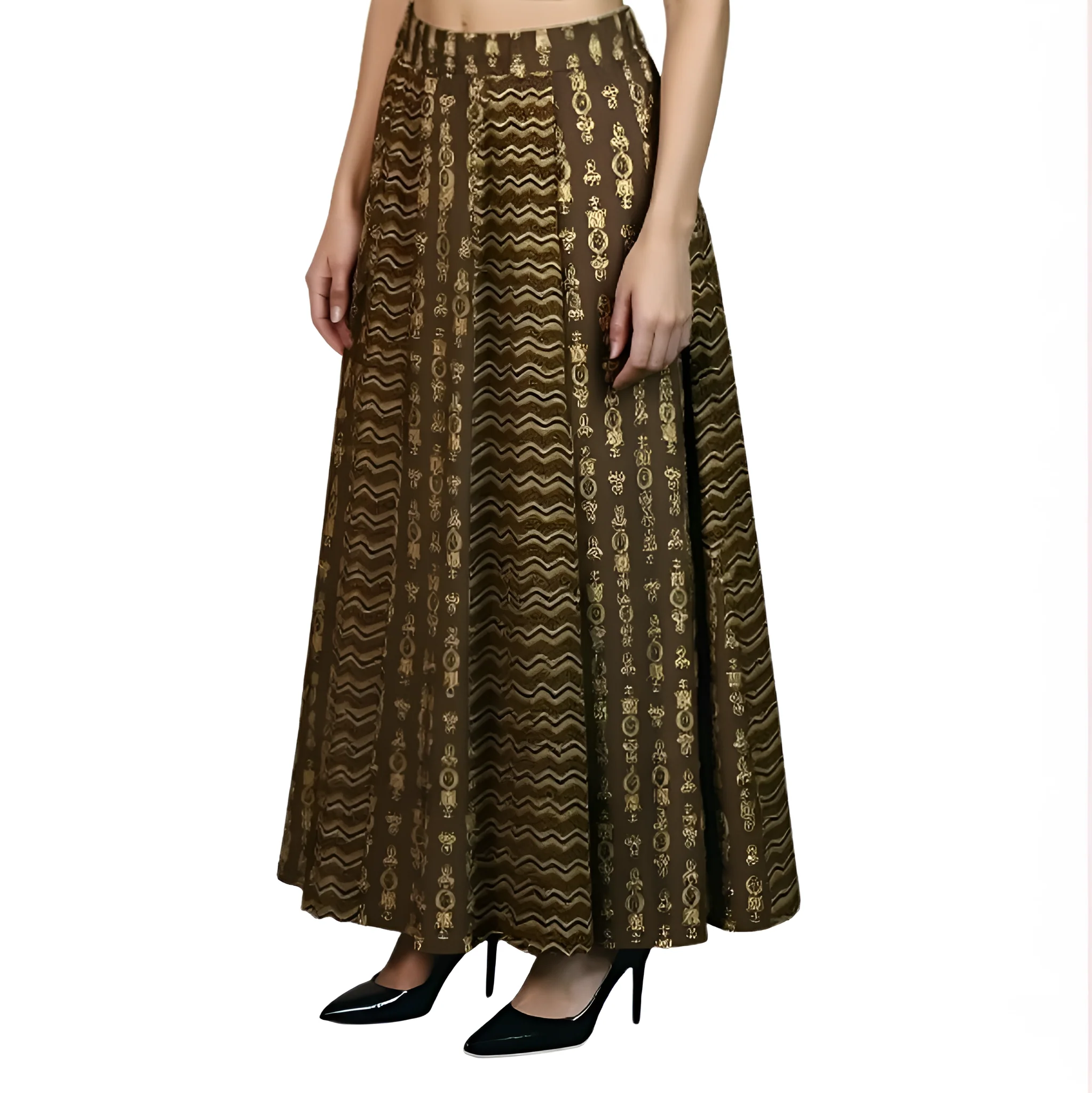 Printed Below Knee Flared Skirt - Image 4