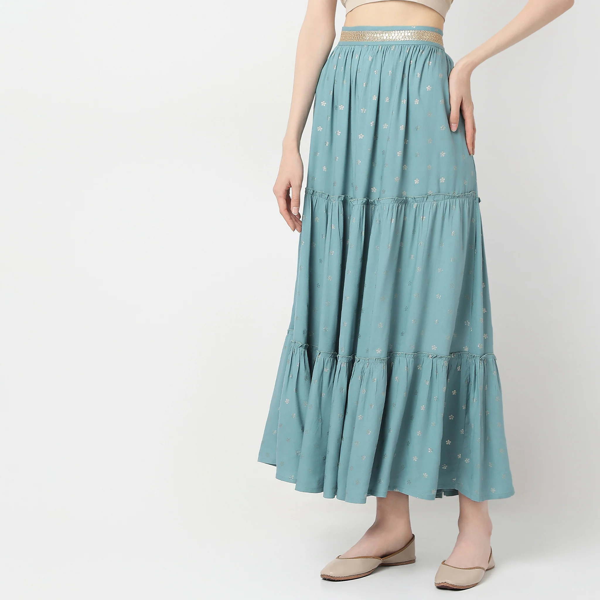Flare Fit Printed Skirt - Image 10