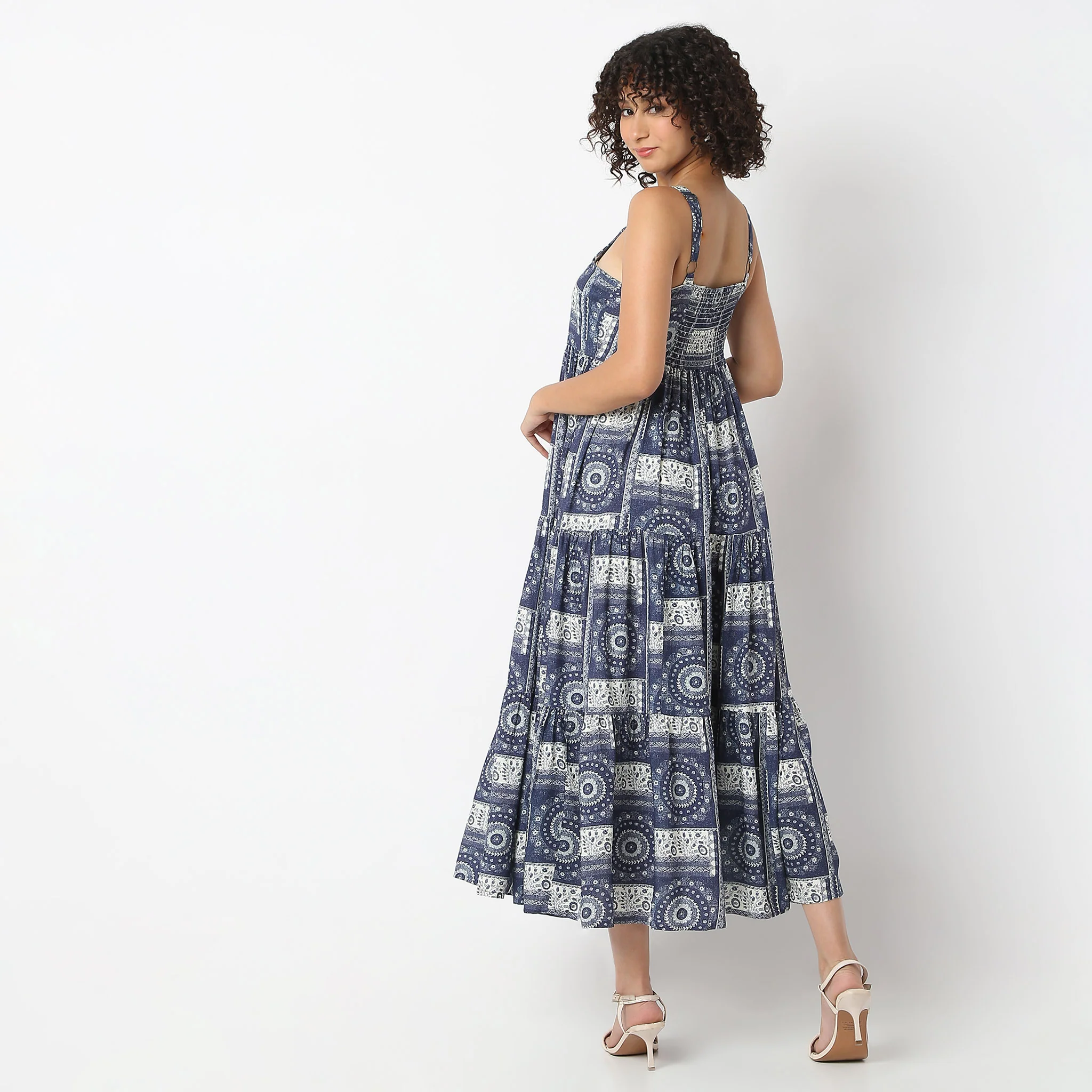 Flare Fit Motifs Print Empire A-Line Dress - Image 3