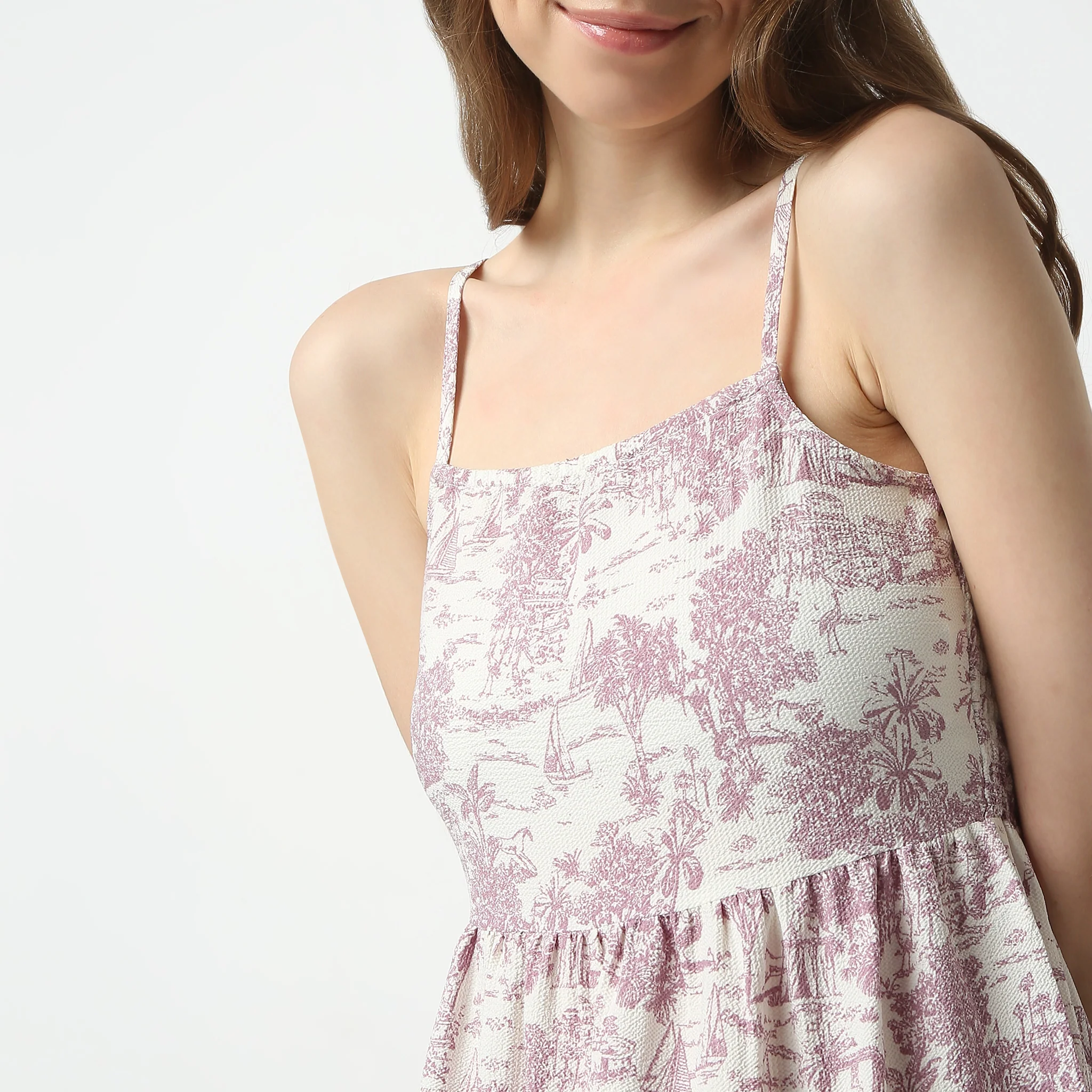 Flare Fit Printed Square Neck Calf Length Betty Dress - Image 5