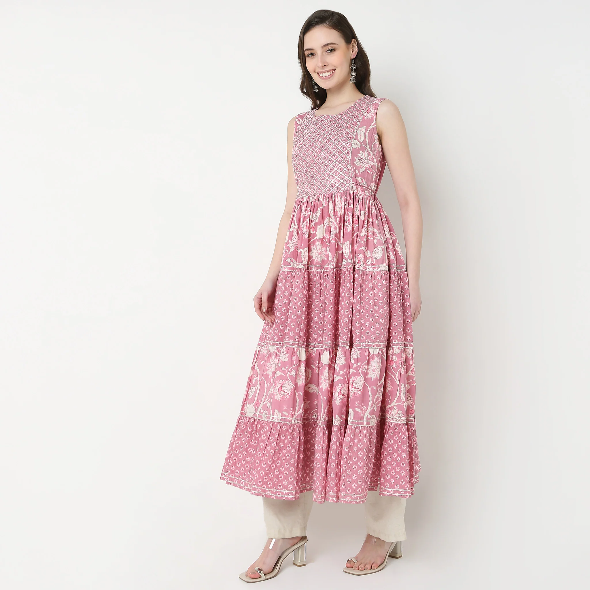 Cotton Printed Tired Kurta - Image 5