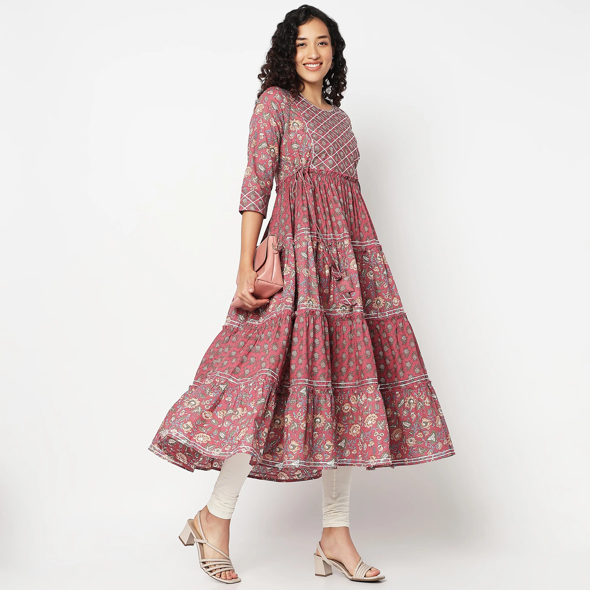 Flare Fit Round Neck Printed Kurta