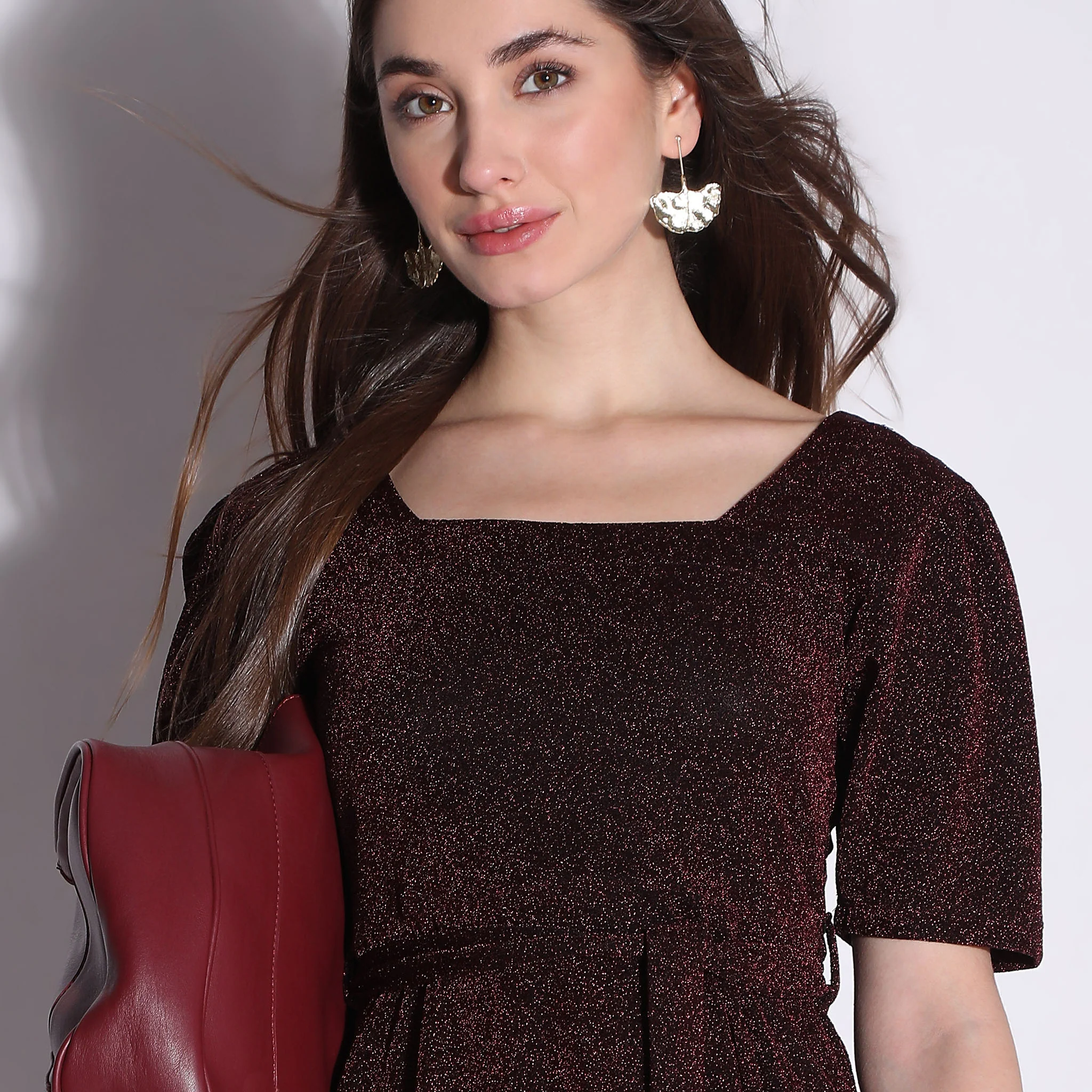 Flare Fit Solid Above Knee Short Sleeve Party Dress - Image 4