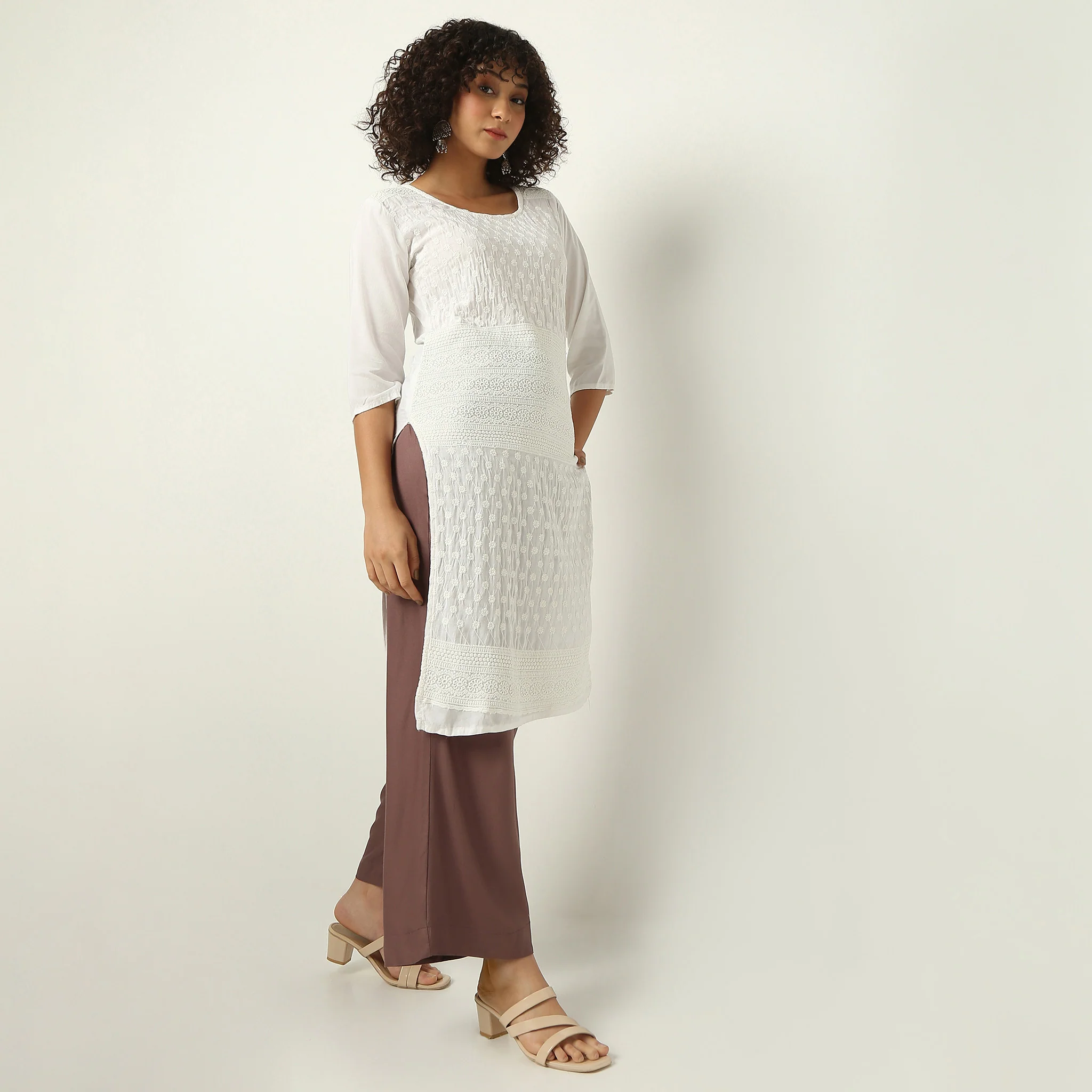 Ankle Length Flare Fit Solid Culottes