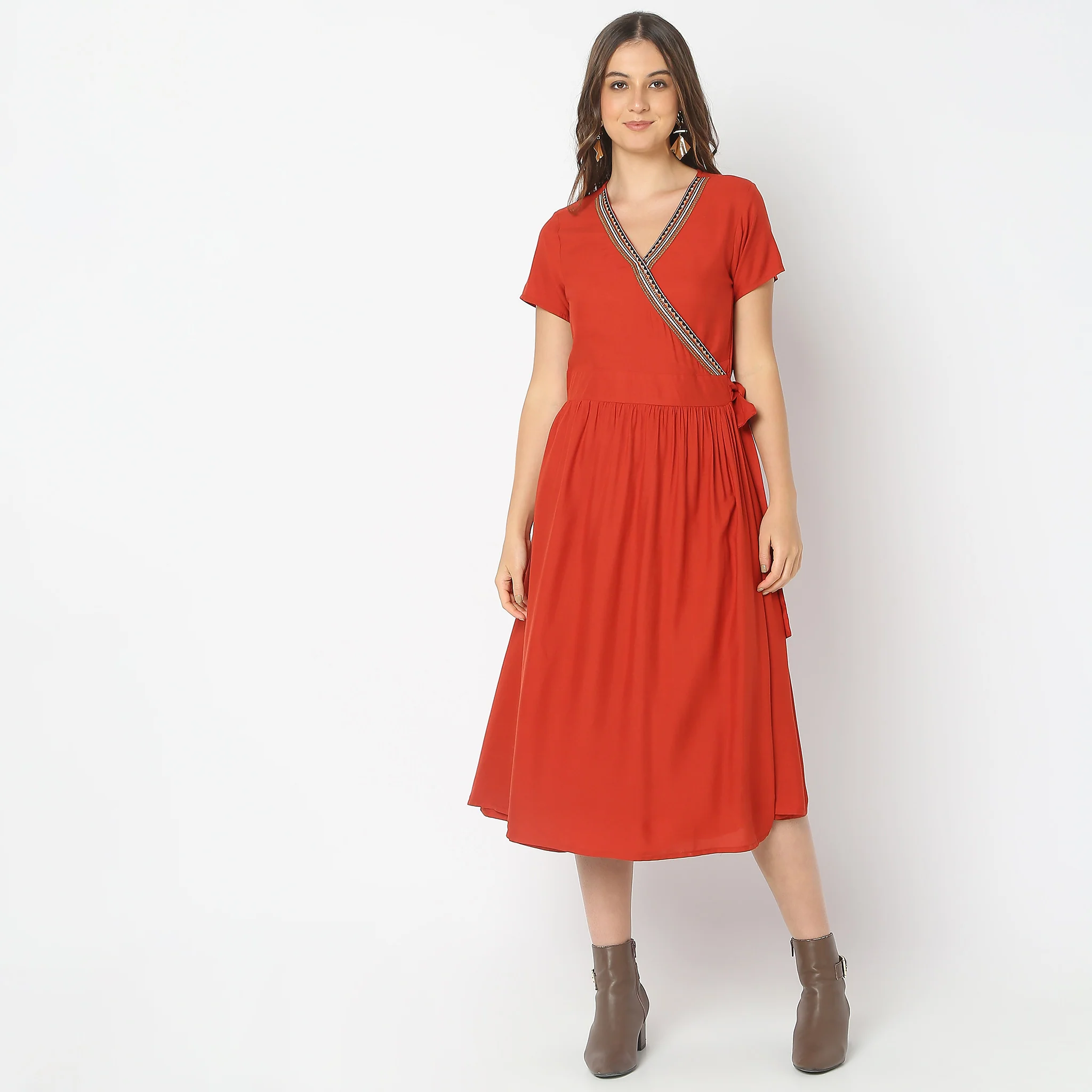 Flare Fit Solid Dress - Image 2