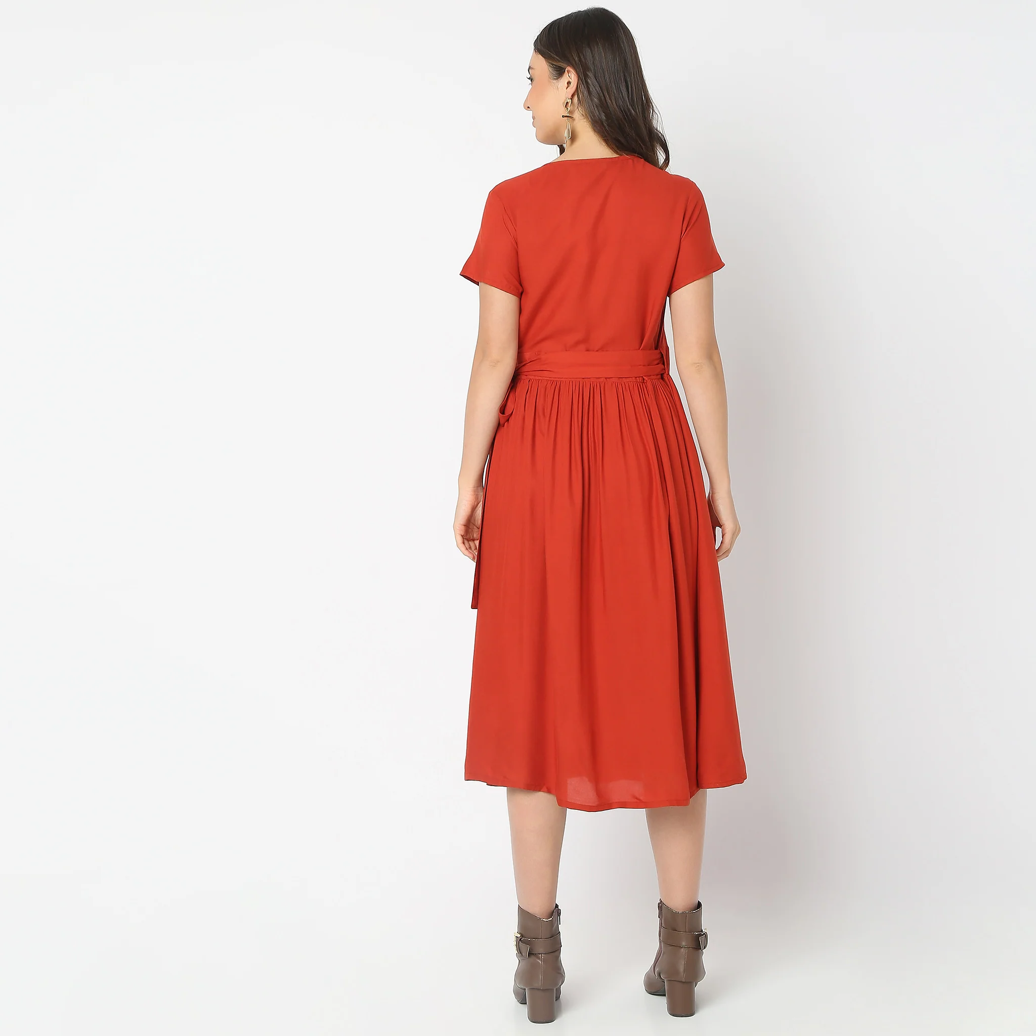Flare Fit Solid Dress - Image 3