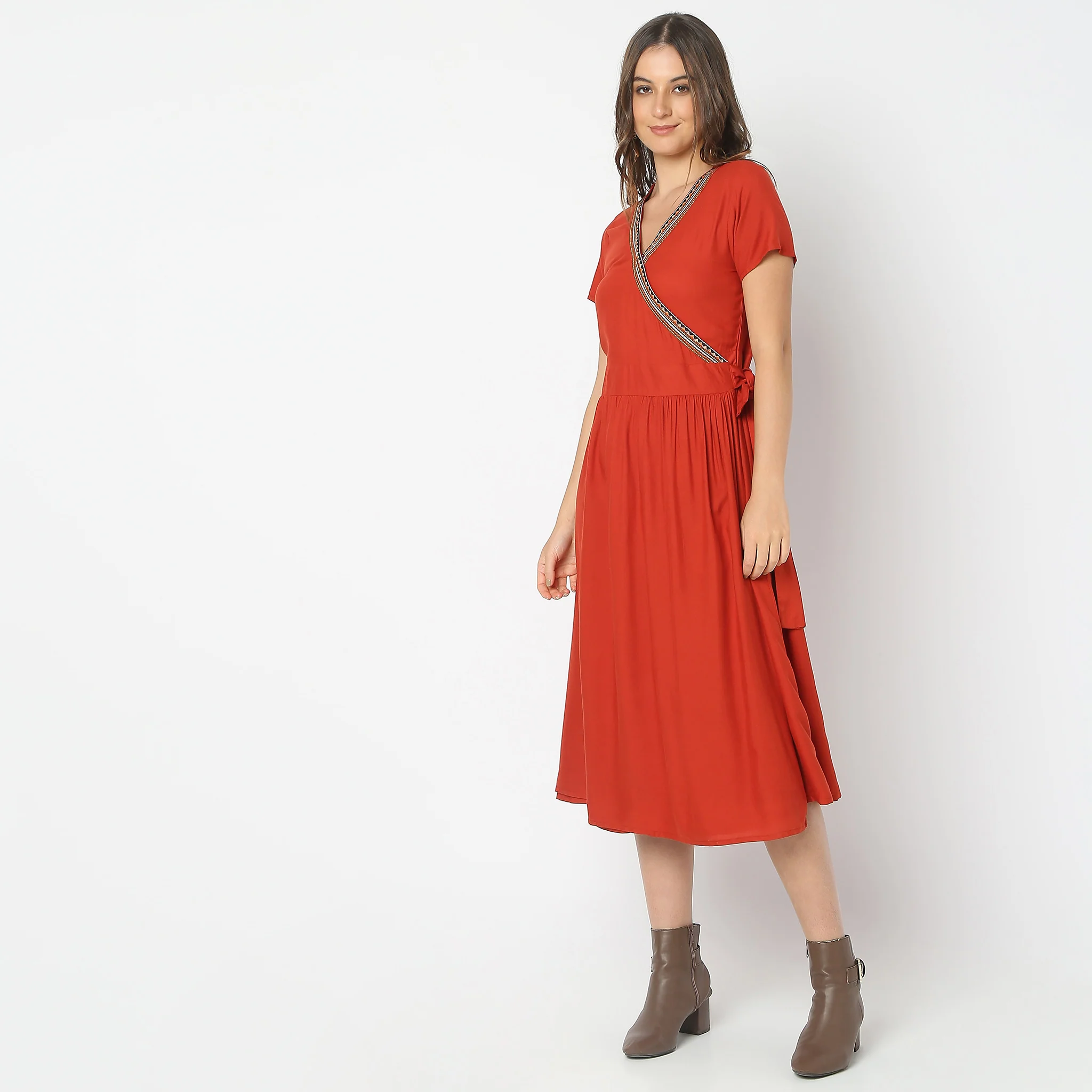 Flare Fit Solid Dress - Image 5