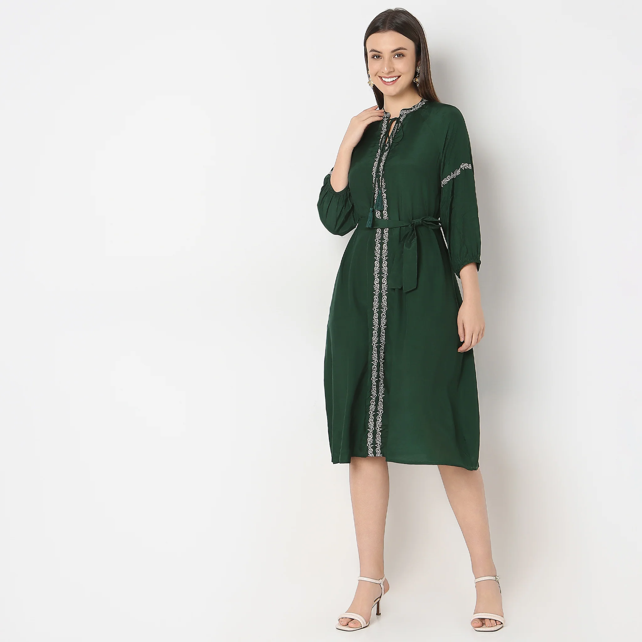 Flare Fit Solid Dress - Image 2