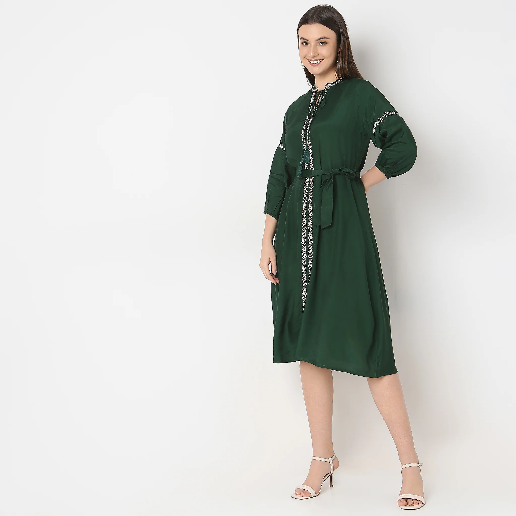 Flare Fit Solid Dress - Image 5