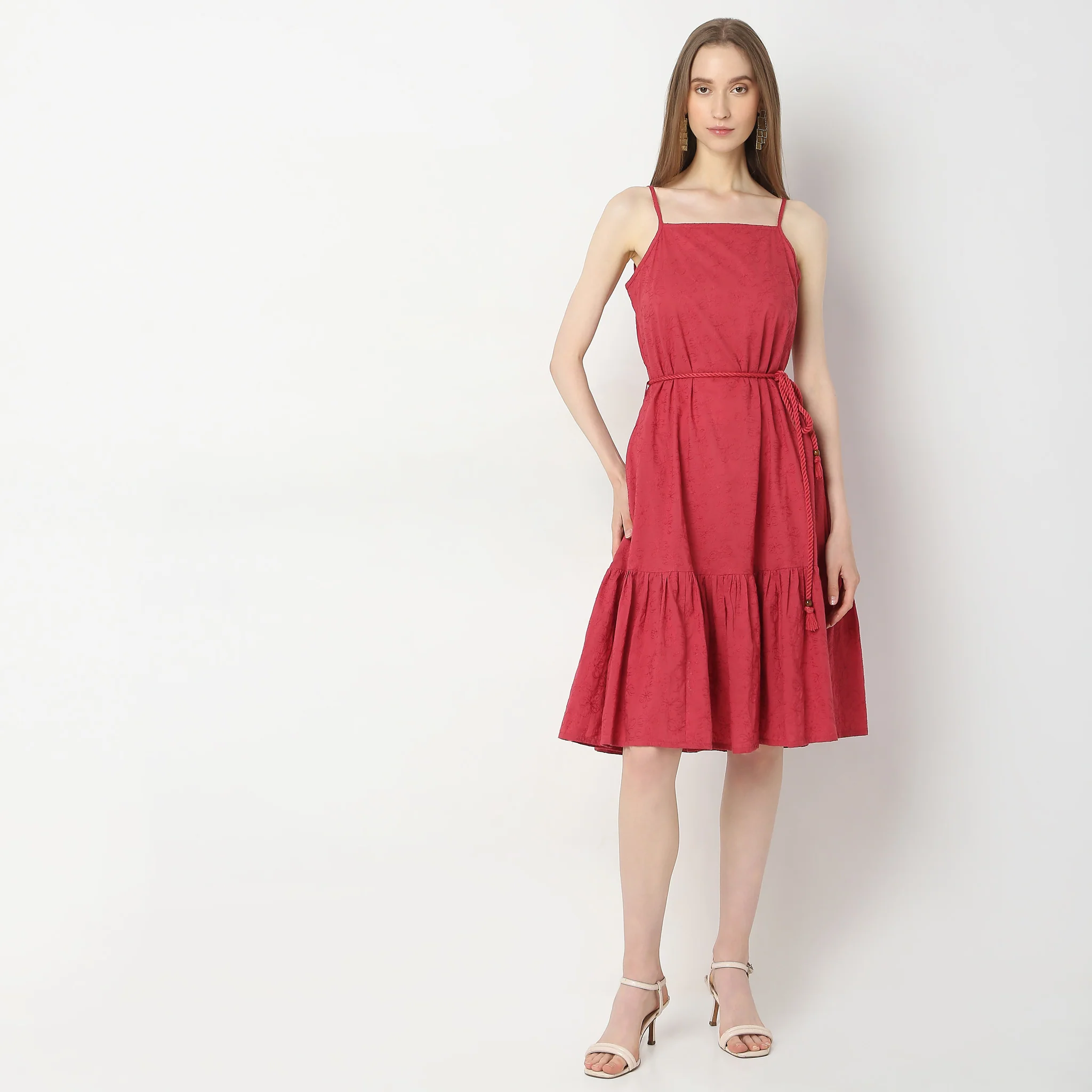 Flare Fit Solid Dress - Image 2