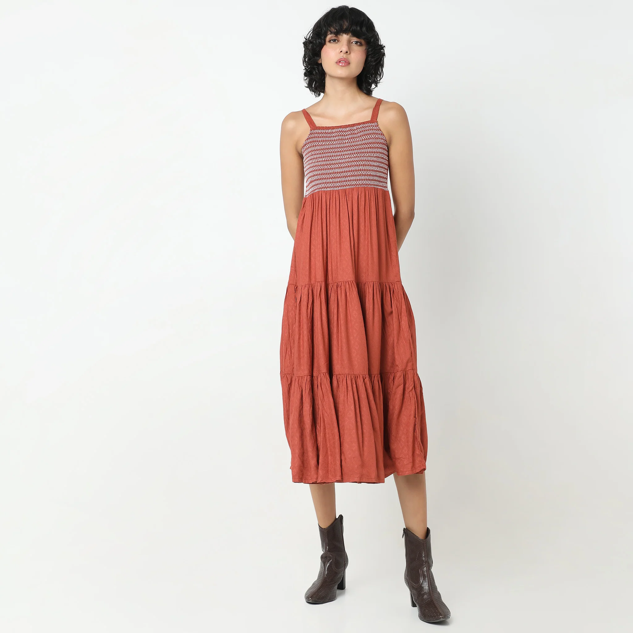 Flare Fit Solid Dress - Image 2