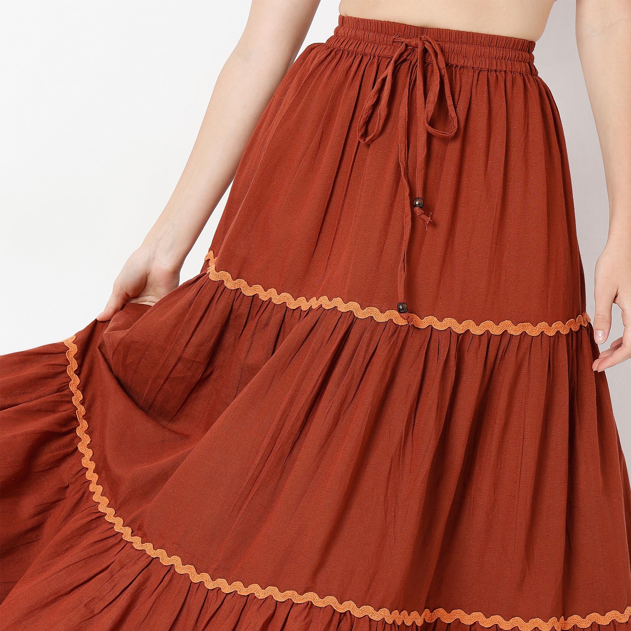 Full Length Flare Fit Solid Skirt - Image 4