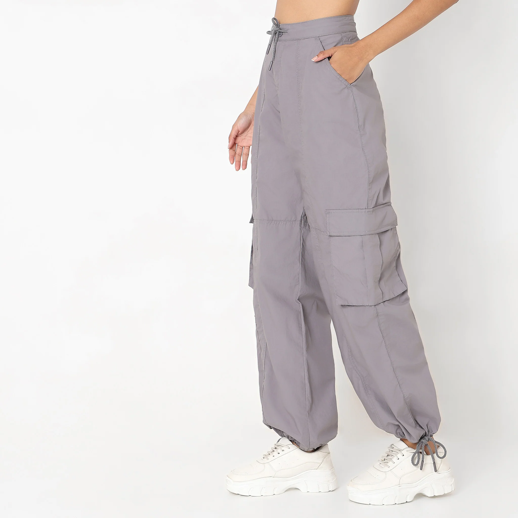 Flare Fit Solid High Rise Cargos - Image 5