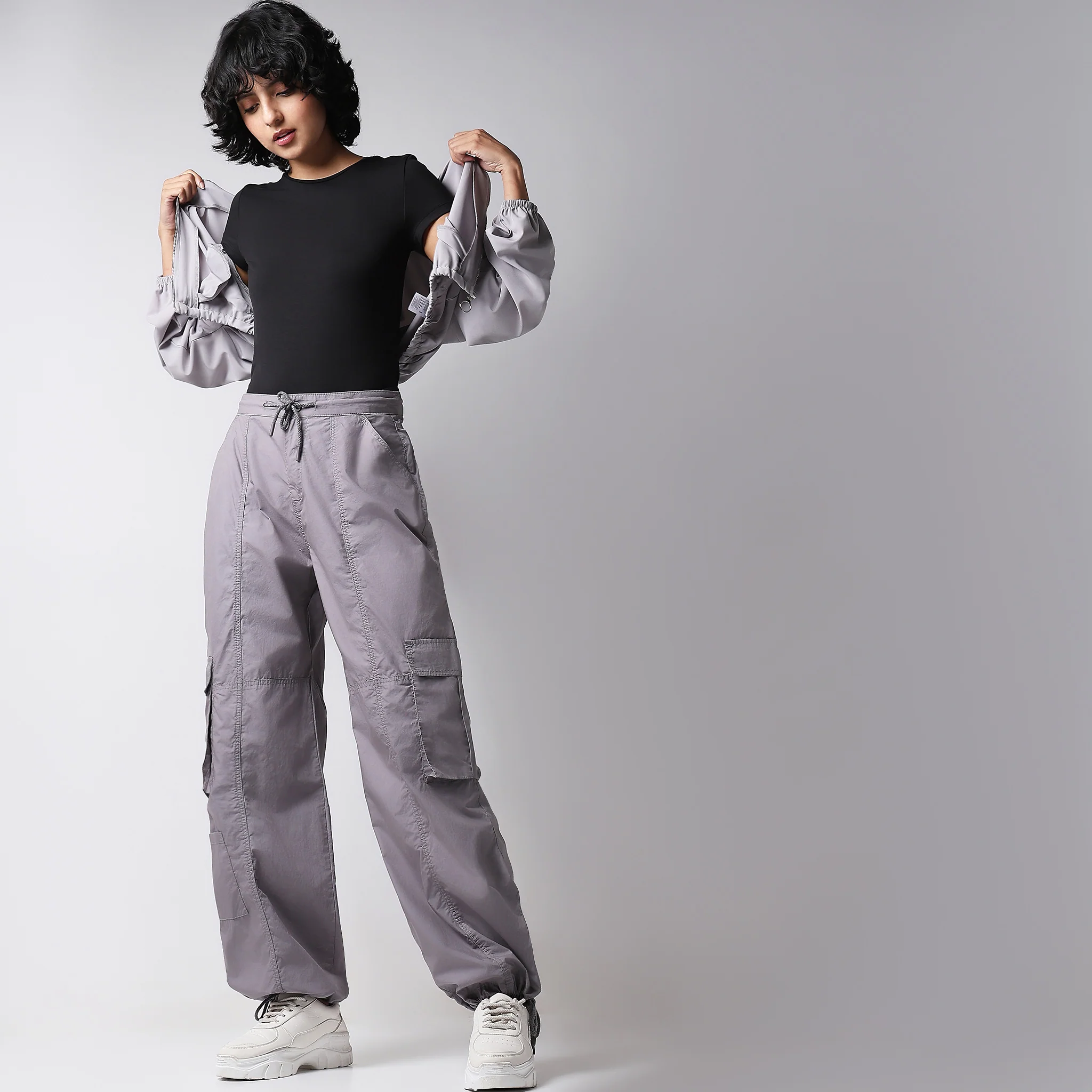 Flare Fit Solid High Rise Cargos - Image 6